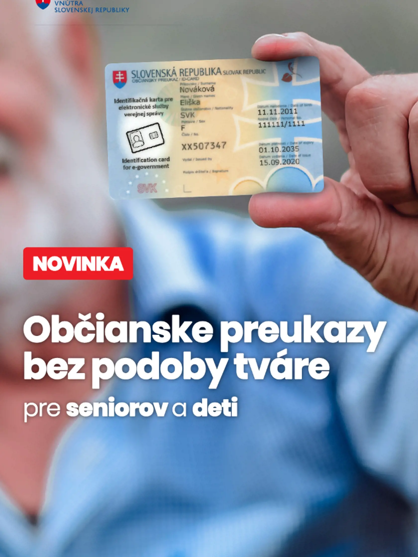 Občianske preukazy bez podoby tváre dostanú osoby mladšie 15 a staršie 65 rokov.