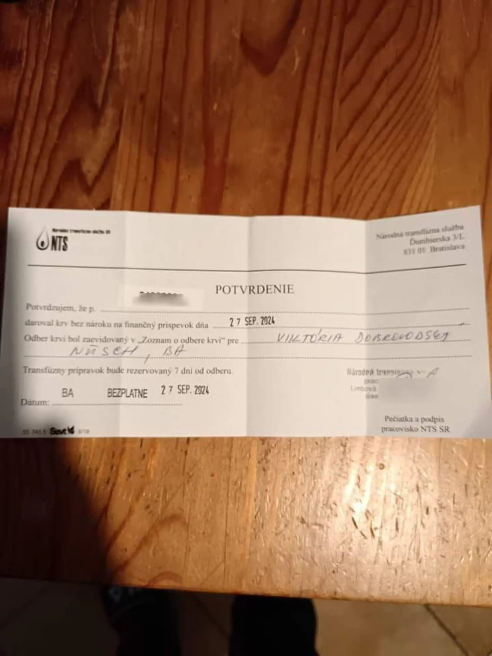 Mnohí posielajú aj potvrdenia o darovaní krvi pre Viki.