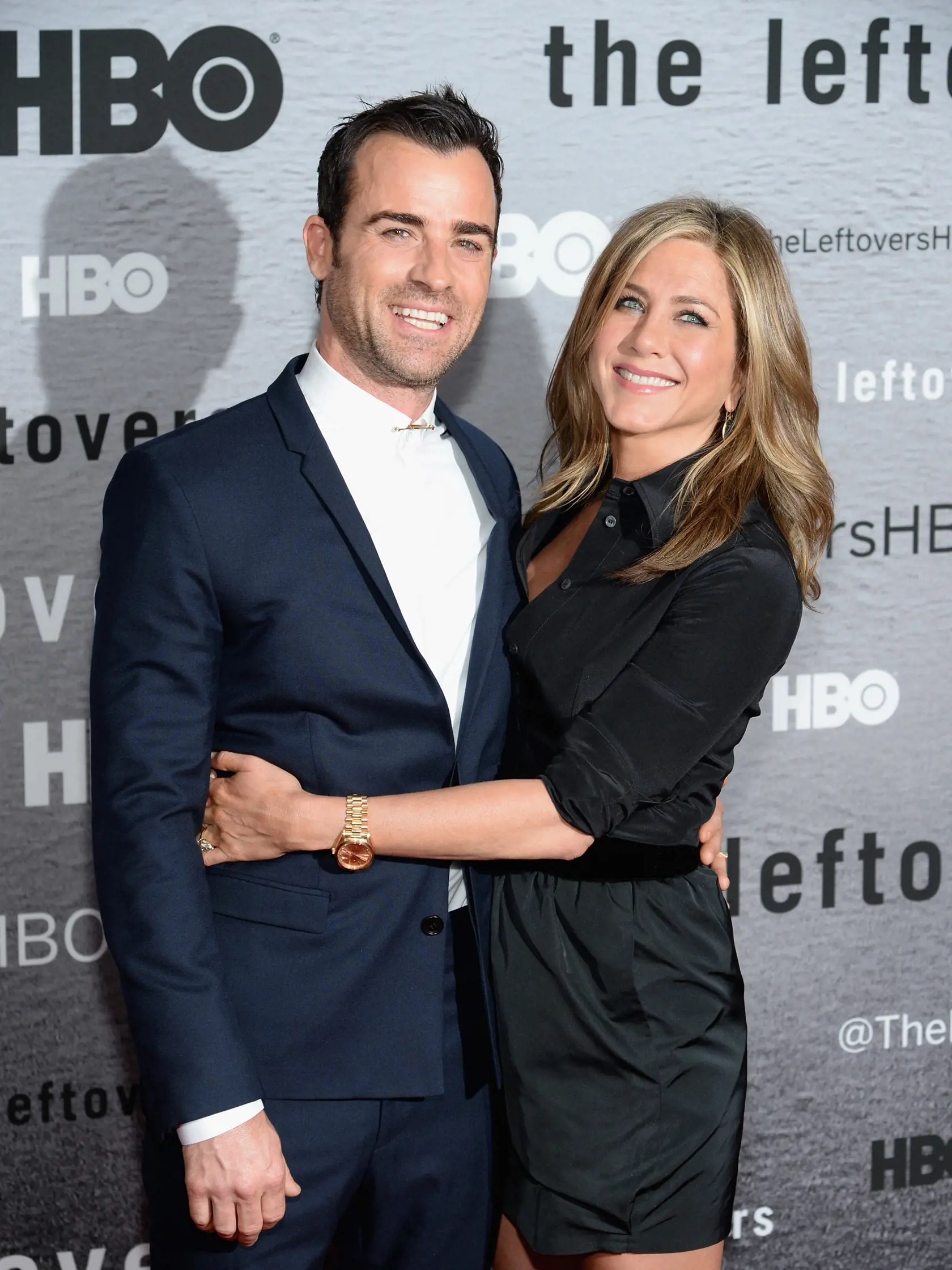 NEW YORK, NY - JUNE 23:  Actors Justin Theroux and Jennifer Aniston attend "The Leftovers" premiere at NYU Skirball Center on June 23, 2014 in New York City.  (Photo by Dimitrios Kambouris/Getty Images)