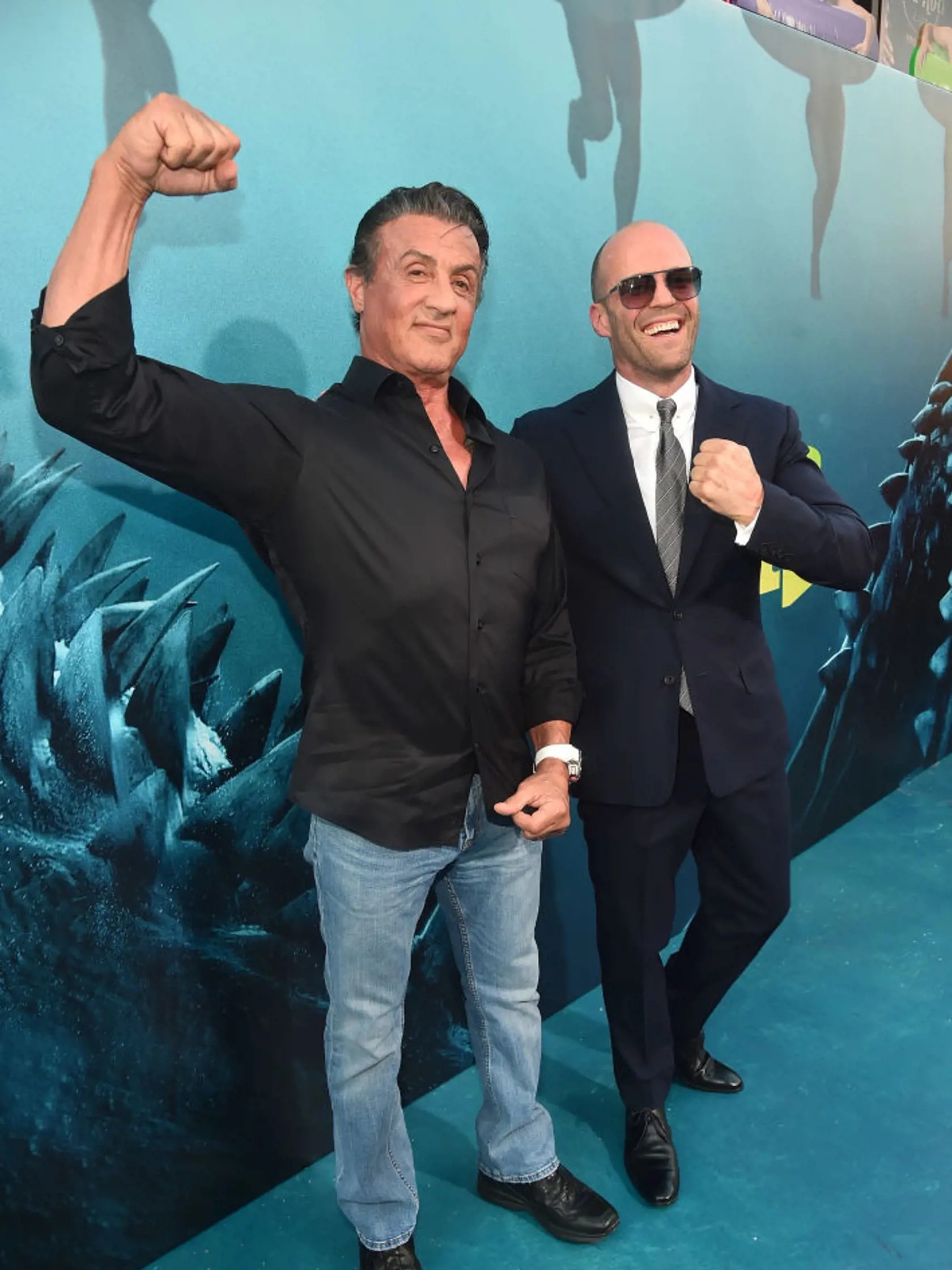 HOLLYWOOD, CA - AUGUST 06:  Sylvester Stallone and Jason Statham attend the premiere of Warner Bros. Pictures And Gravity Pictures' "The Meg"  at TCL Chinese Theatre IMAX on August 6, 2018 in Hollywood, California.  (Photo by Alberto E. Rodriguez/Getty Images)