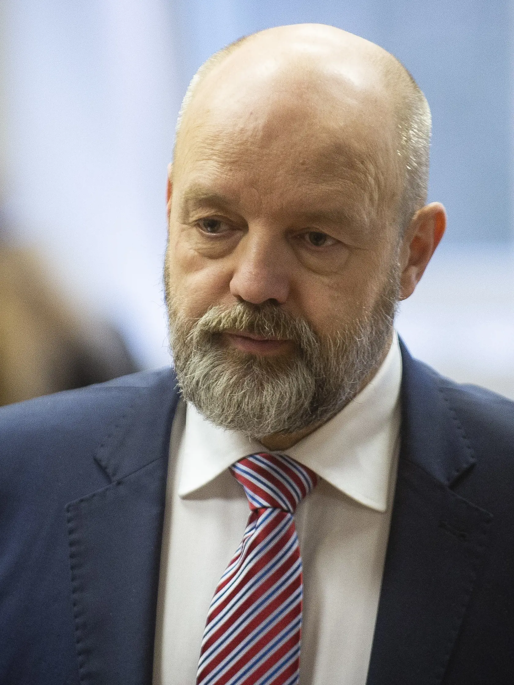 Na snímke obžalovaný podnikateľ a bývalý riaditeľ TV Markíza Pavol R. počas pojednávania v kauze falšovania televíznych zmeniek na Špecializovanom trestnom súde v Pezinku 27. februára 2020.