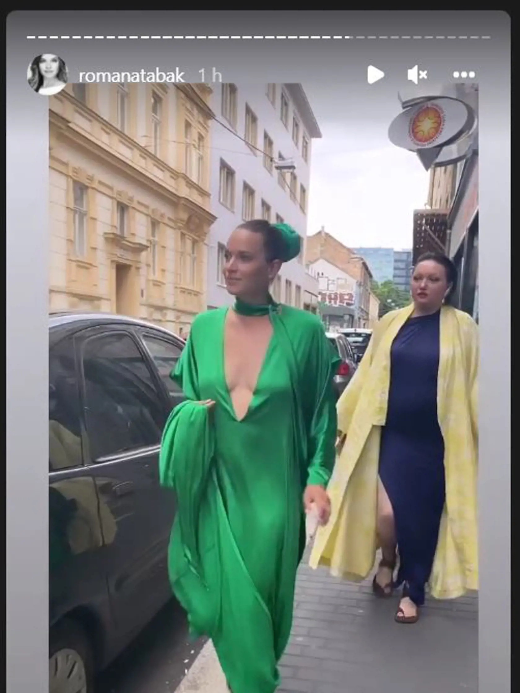 Romana Tabák kráčala po červenom koberci v zelenej róbe s poodhaleným hrudníkom, na ktorý zrejme každému (nielen) prítomnému padol zrak. Extenistka prišla v šatách od návrhárky Michaely Ľuptákovej.