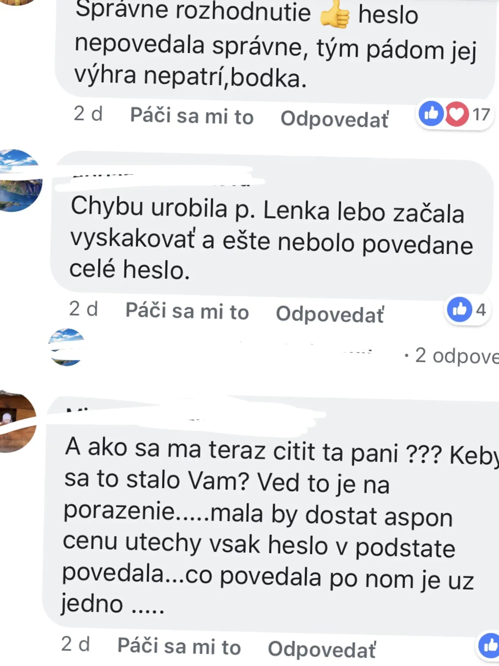 Dopriali by jej aspoň cenu útechy.