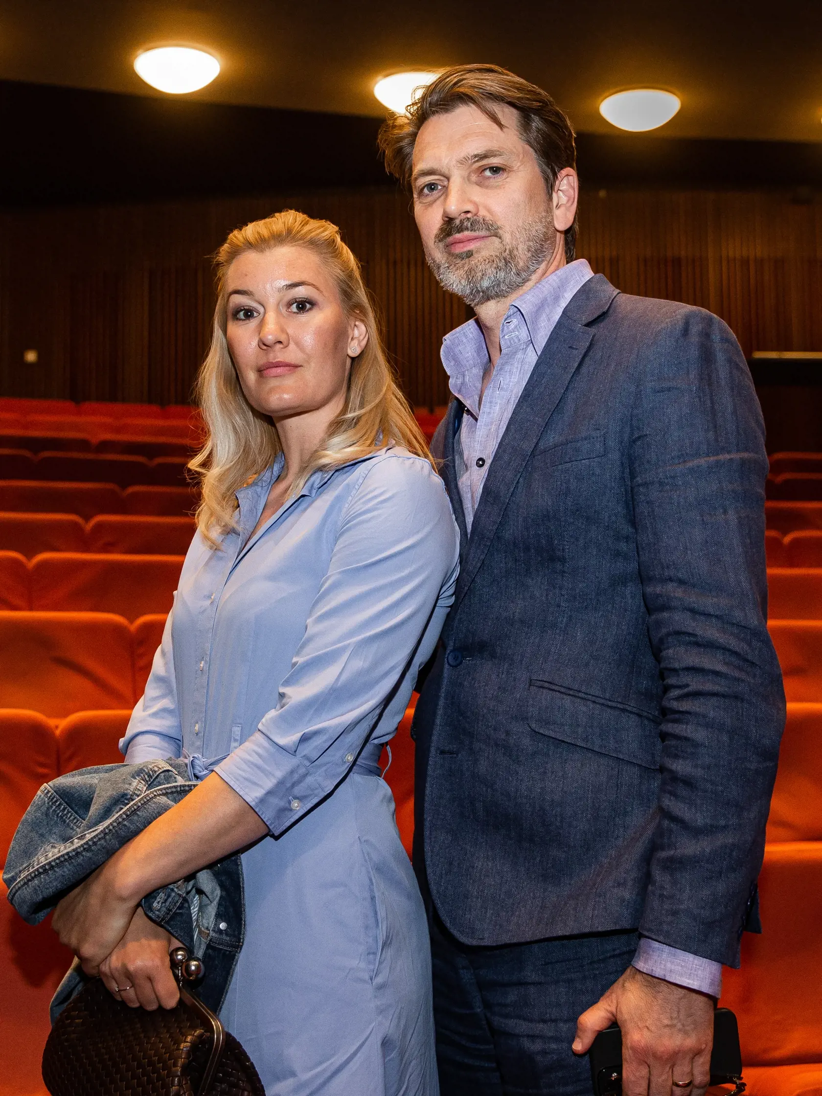 Divadelné predstavenie "Dnes večer nehráme" v novej budove SND v Bratislave. Na snímke Marek Majeský s manželkou Janou.