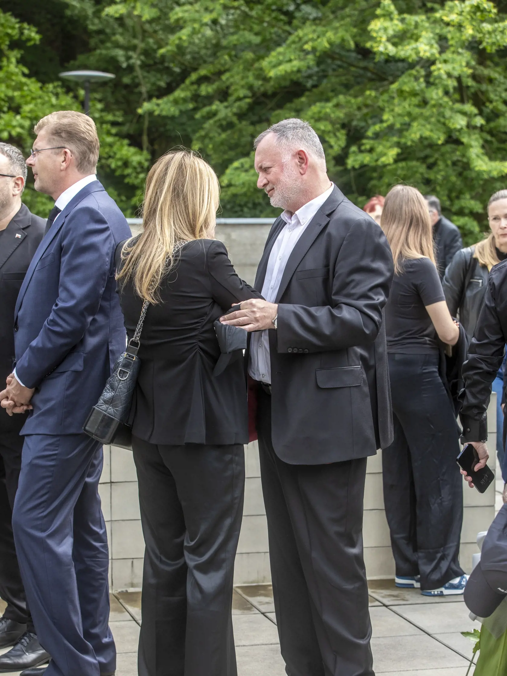 Na snímke je posledná rozlúčka s podnikateľom Fedorom Flašíkom v bratislavskom krematóriu, ktorá sa konala v piatok 3.5 2024. Na fotke je exmanželka a europoslankyňa Monika Beňová.