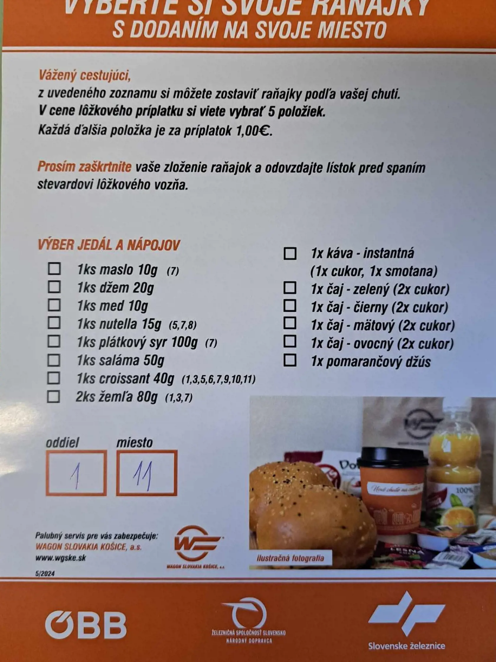 Z tohto zoznamu si môžete zostaviť vlastné raňajky.