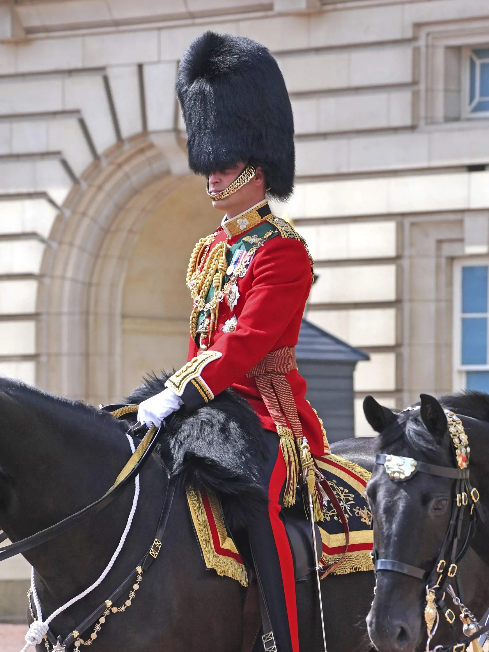 WA 44 Londýn - Britský princ William odchádza na koni z Buckinghamského paláca na slávnostný vojenský sprievod (Trooping the Color), ktorým sa začali štvordňové oslavy 70. výročia nástupu britskej kráľovnej Alžbety II. na trón v Londýne vo štvrtok 2. júna 2022. Kráľovná Alžbeta II. (96) oslávila 70 rokov na tróne vo februári a celonárodné oslavy jej platinového jubilea, vrátane ďakovnej bohoslužby a hudobného koncertu pred Buckinghamským palácom, sa budú konať od 2. do 5. júna. FOTO TASR/AP
   
