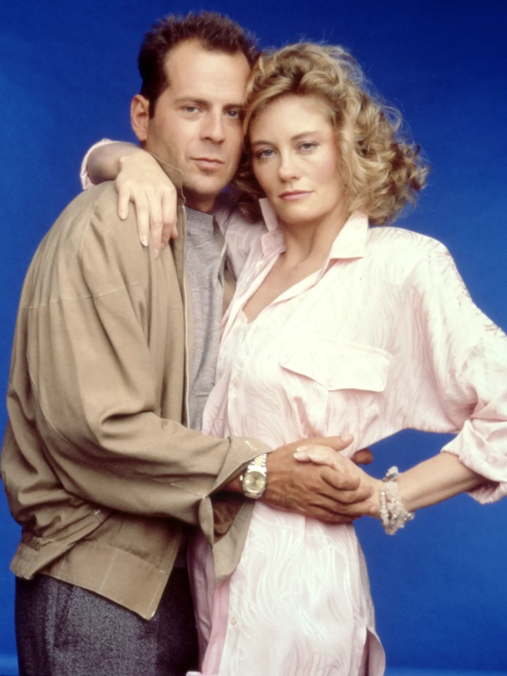 Cybill Shepherd a Bruce Willis v seriáli Mesačný svit.