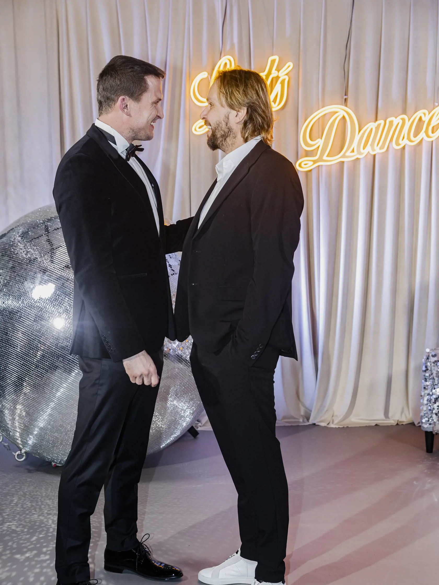 Na snímke Ján Ďurovčík a Ján Koleník počas predstavenia poroty a tanečných párov súťaže TV Markíza Let´s Dance 2023.