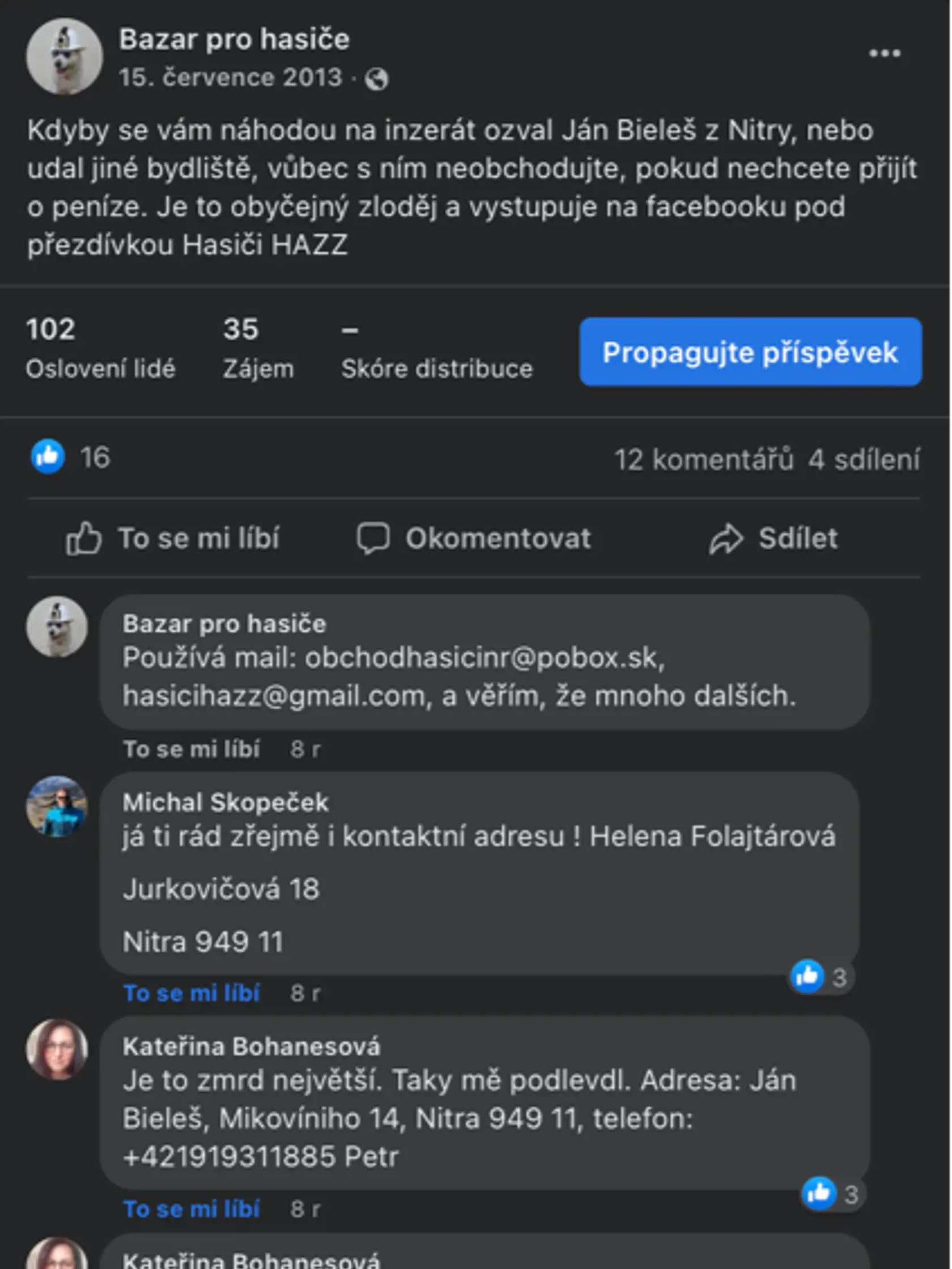 Na stránke Bazar pri hasiče Nitran oklamal pár ľudí