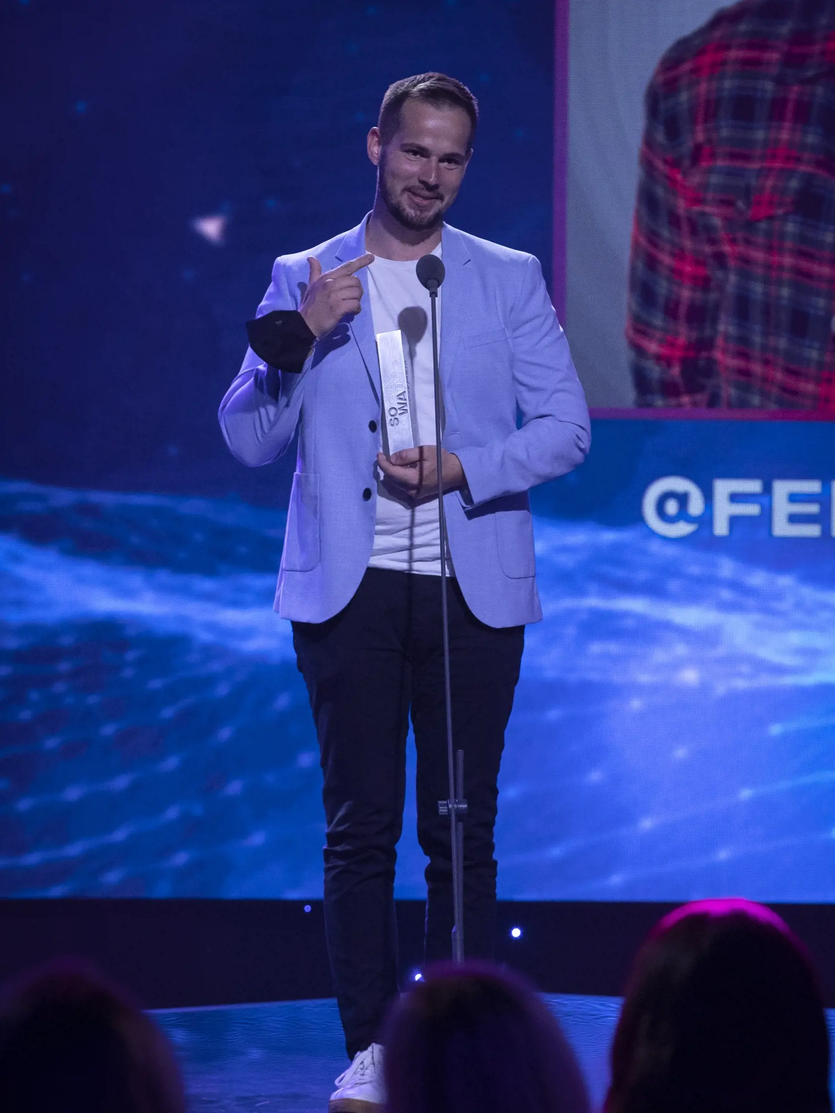 Druhý ročník odovzdávania ocenení Social Media Awards pre najúspešnejších influencerov na Slovensku. Na snímke je František Košarišťan alias Fero Joke.