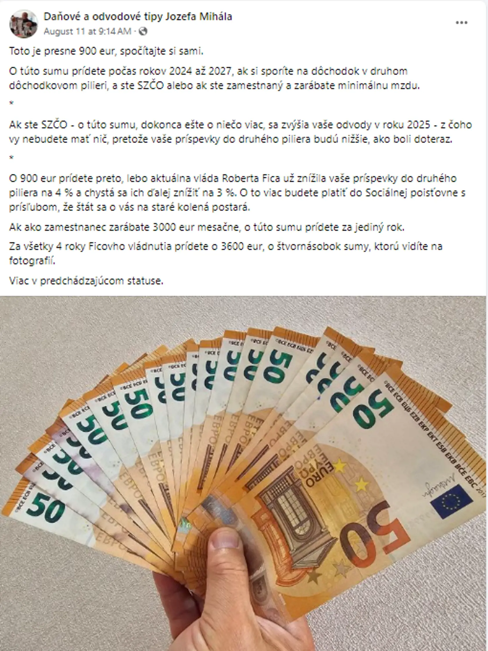 Jozef Mihál vyčíslil, o koľko eur prídu ľudia sporiaci si v druhom pilieri.