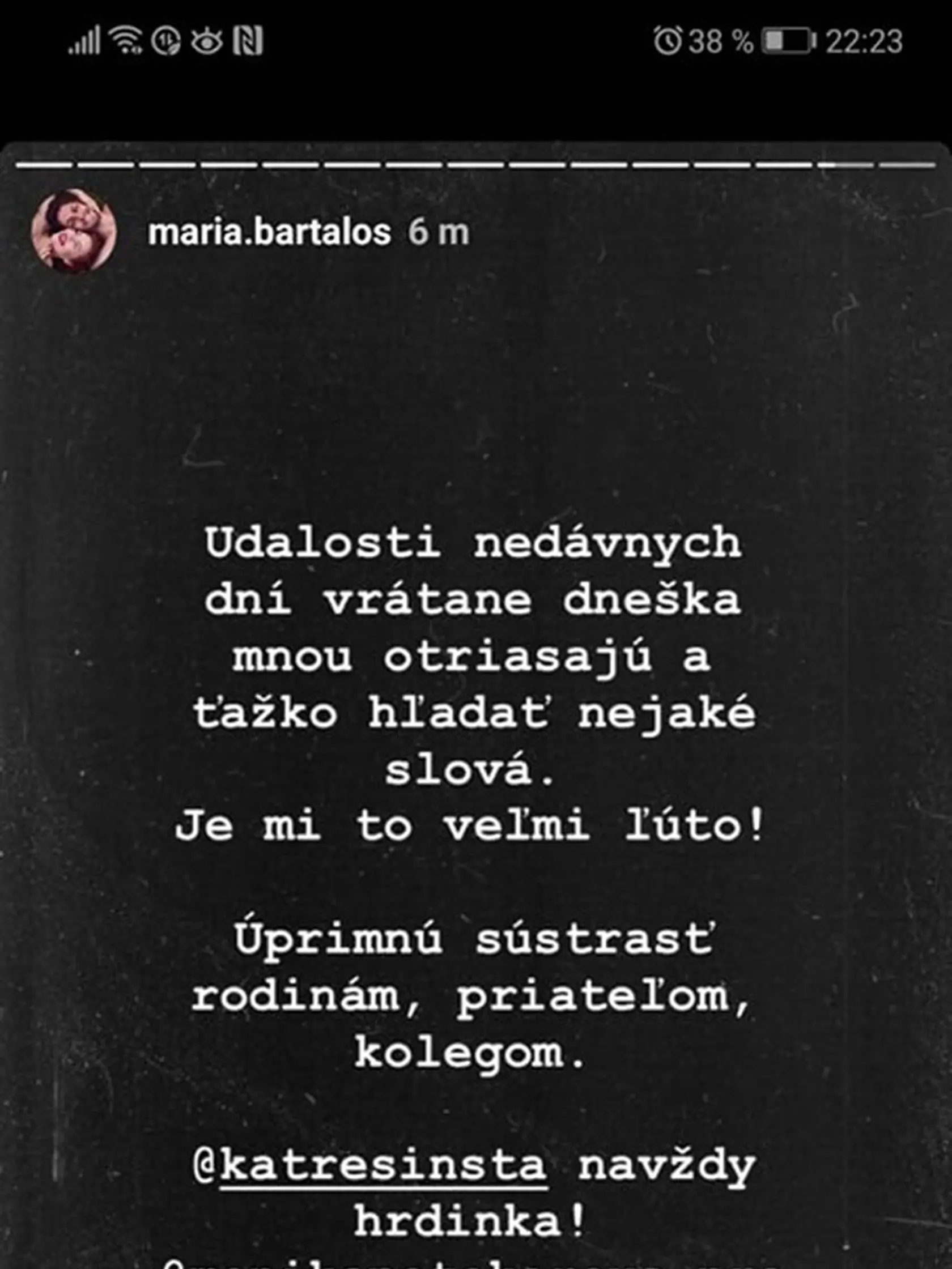 Za Monikou smúti aj herečka Maria Bartalos.