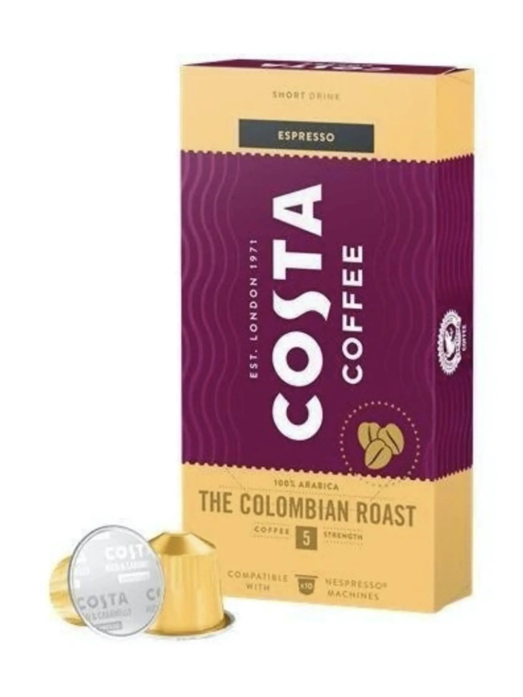 6. Costa Coffee Espresso Colombian Roast - Najmenej príjemná chuť - Známka 2,4. 
+ intenzívnejšia kyslosť, ktorá nemusí byť každému príjemná, slabšia horkosť
- slabšie telo kávy, najmenej príjemná celková chuť