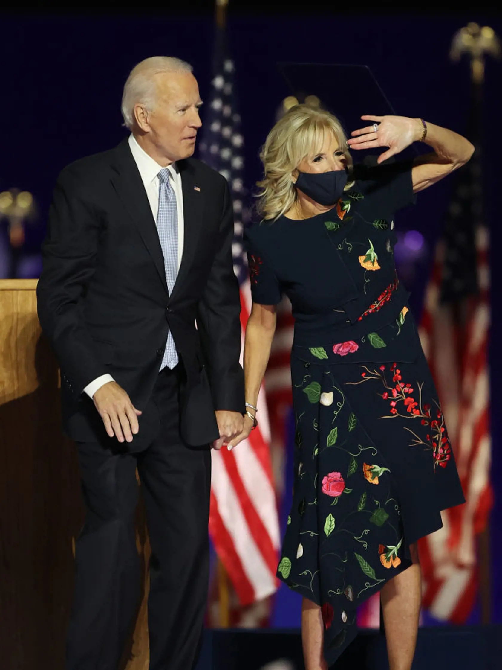 Jill Biden v šatách od Oscar de la Renta.