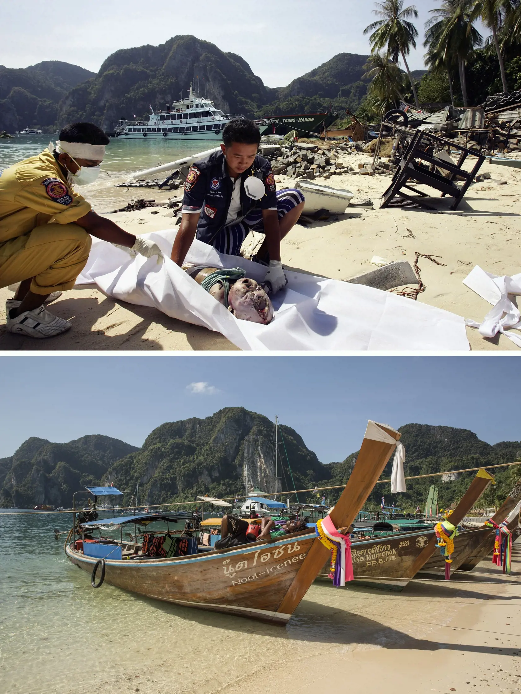 ThailaFOTO PRED A PO: Ničivé tsunami z roku 2004, ktoré zasiahlo Indonéziu.