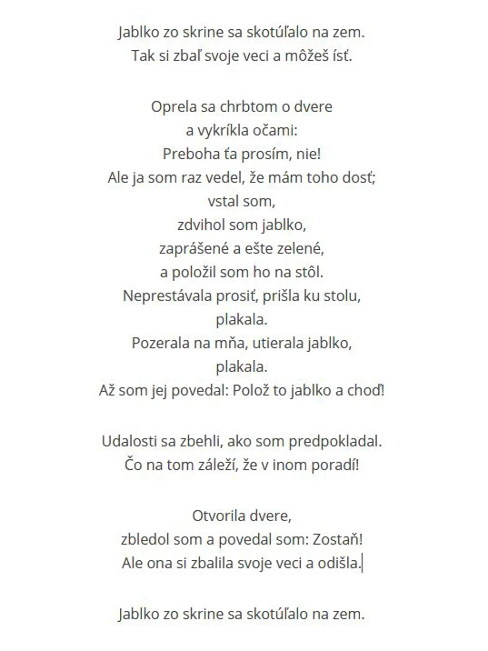 Báseň Miroslava Válka Jablko
