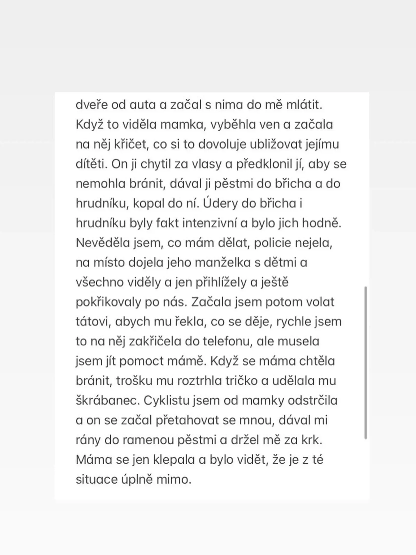 Vanessa Červová opísala otrasný incident.