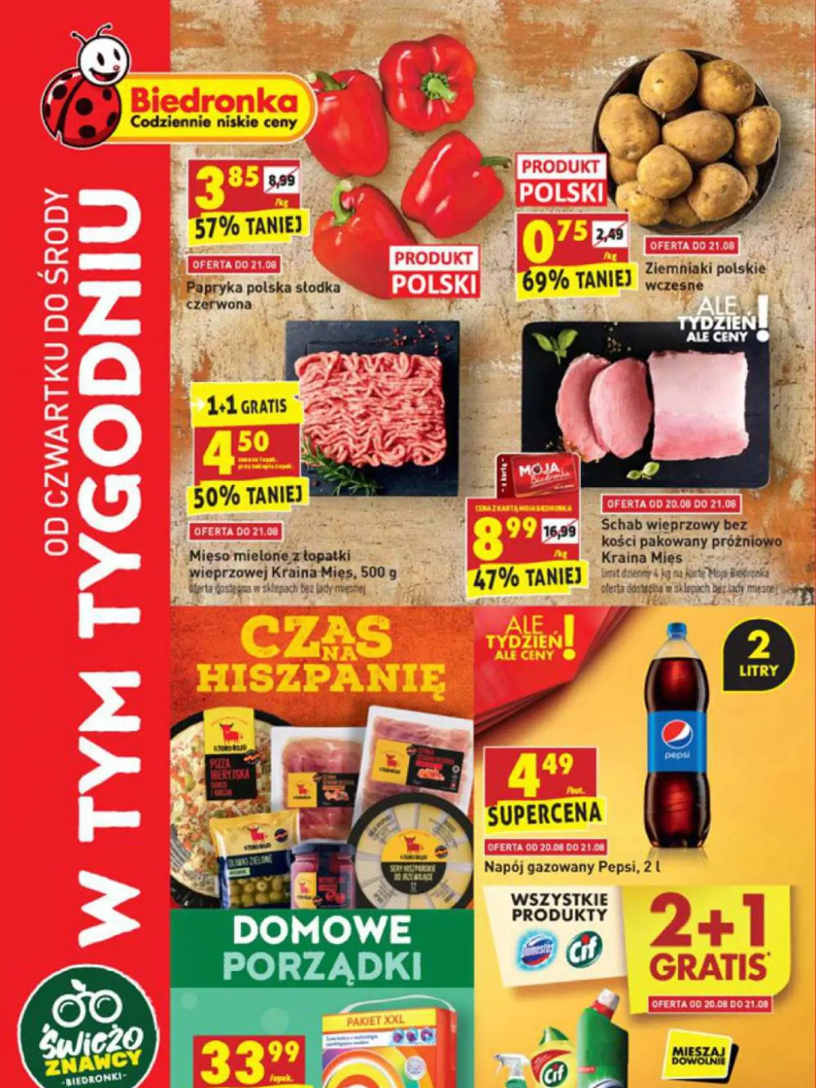 Biedronka ponúka ultra nízke ceny. Napríklad papriky predáva po 80 centov za kilo, zemiaky len za 16 centov za kilo a dvojlitrovú Pepsi za 96 centov.