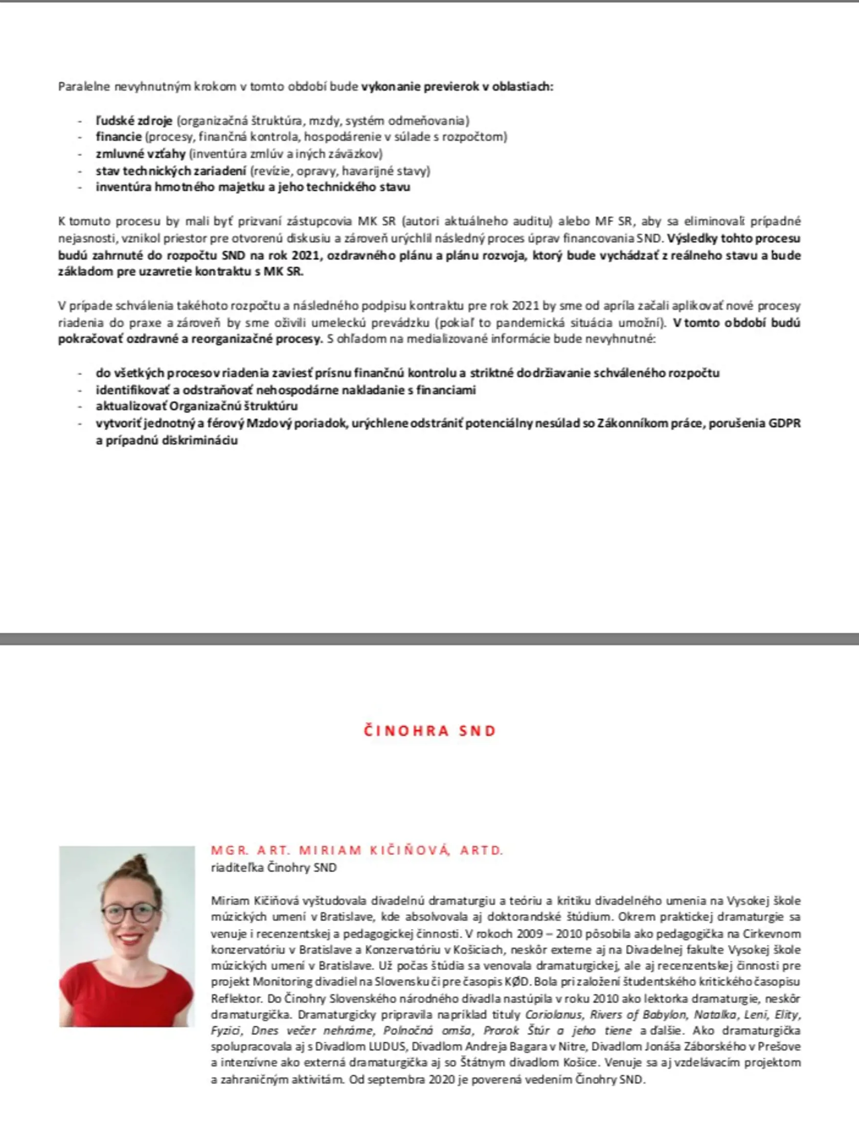 Projekt druhého kandidáta na post generálneho riaditeľa SND Mateja Drličku