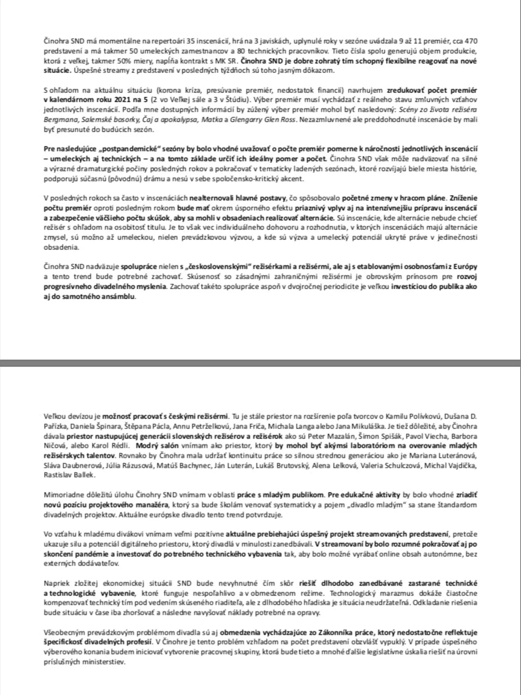 Projekt druhého kandidáta na post generálneho riaditeľa SND Mateja Drličku