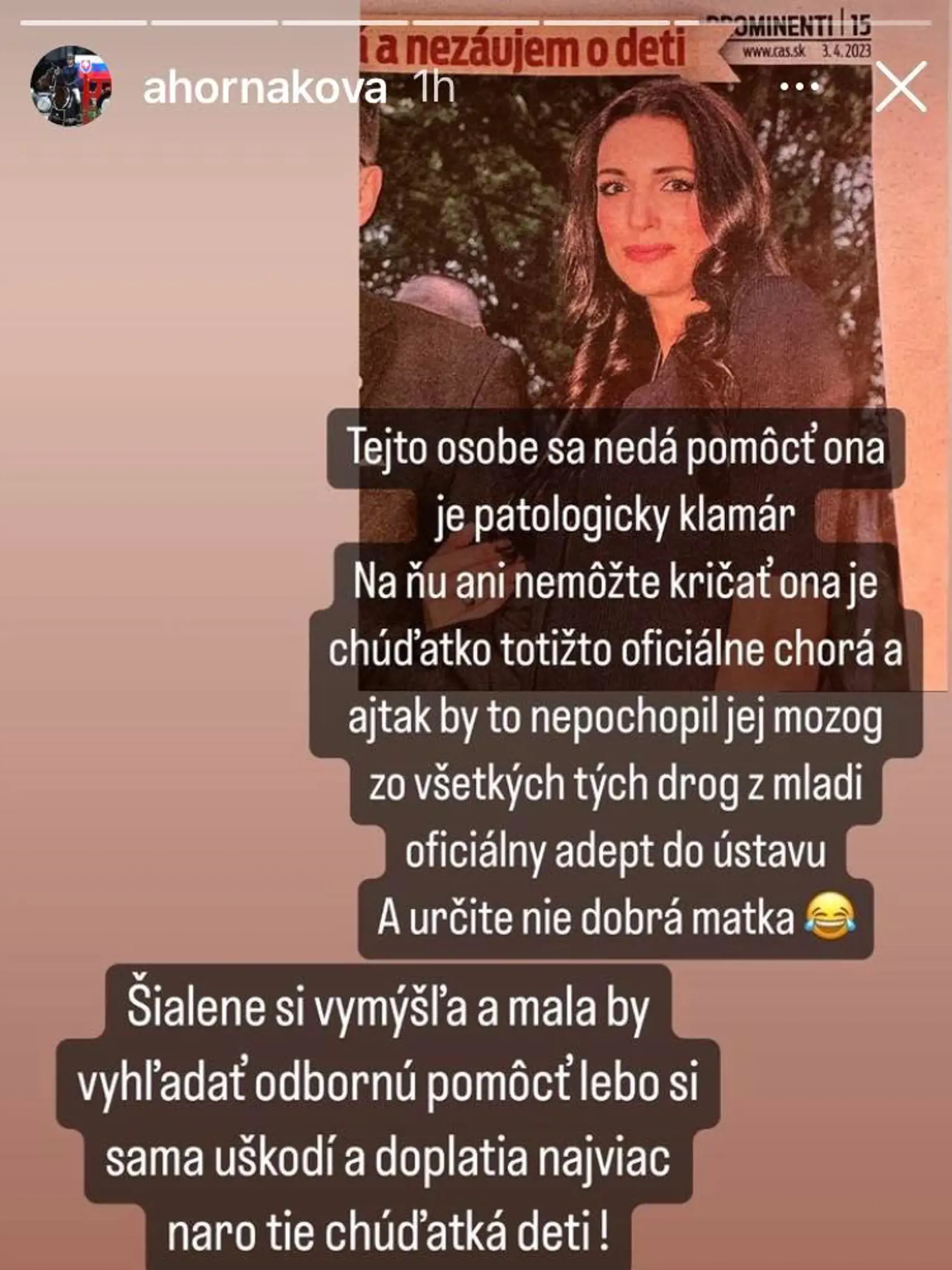 Dcéra Borisa Kollára Saša Horňáková reaguje na verejné obvinenia zo strany Borisovej ex Barbory Richterovej.