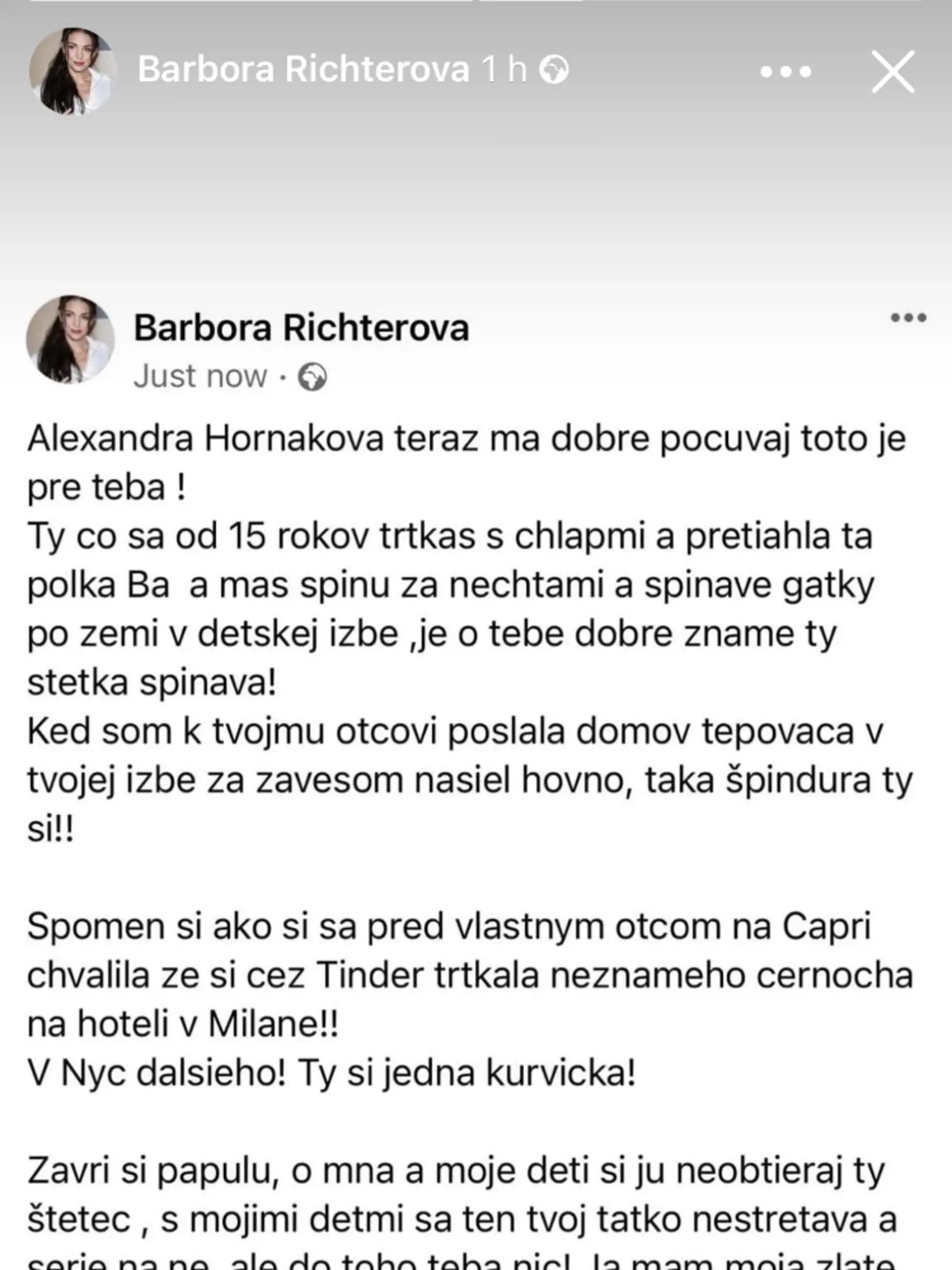 Nenechala suchú nitku ani na jeho dcére Alexandre.