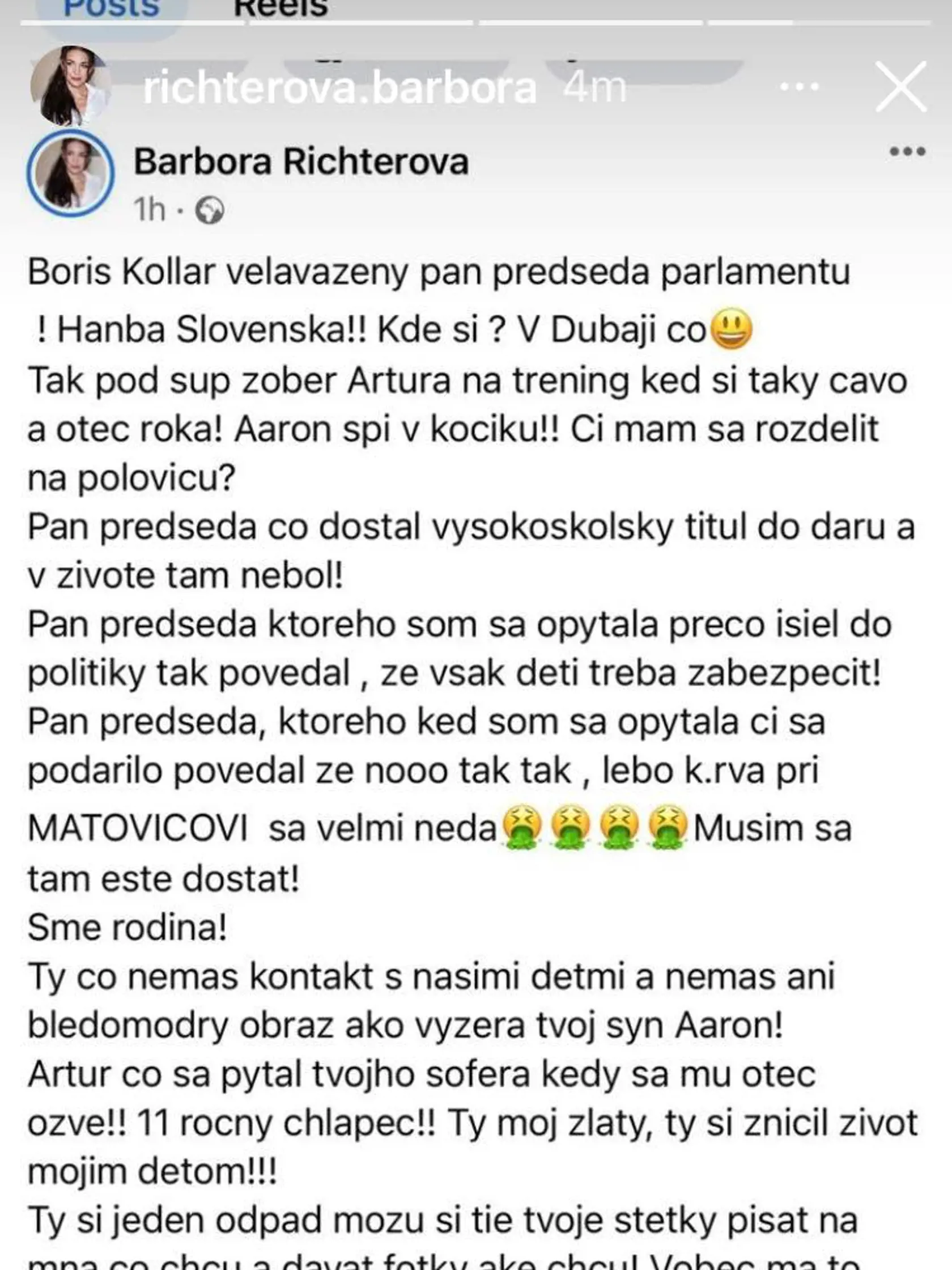 Barbora Richterová Borisa Kollára vôbec nešetrila! Verejne mu naložila asi ako nikdy.