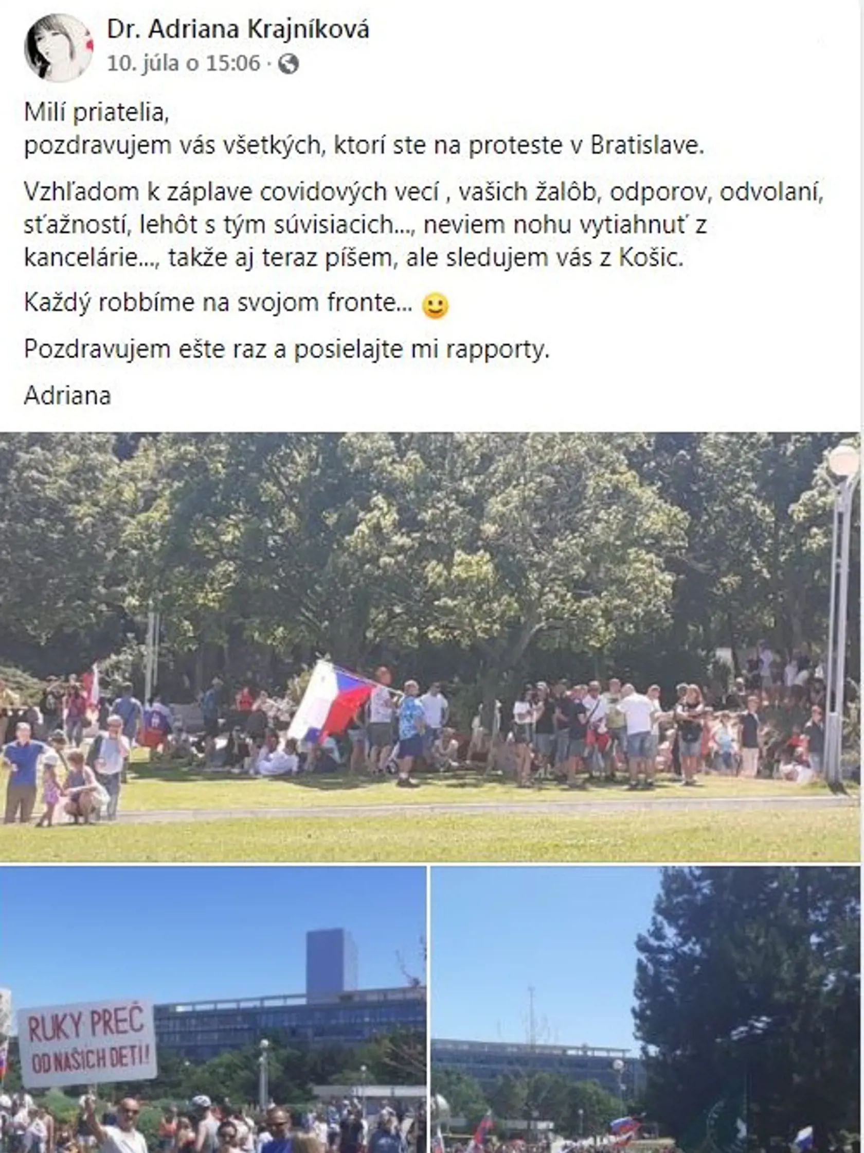 Zo statusu, Krajníkovej vyplynulo, že pokračuje v advokátskej praxi napriek tomu, že Slovenská advokátska komora jej vystavila stopku. (archívne foto)