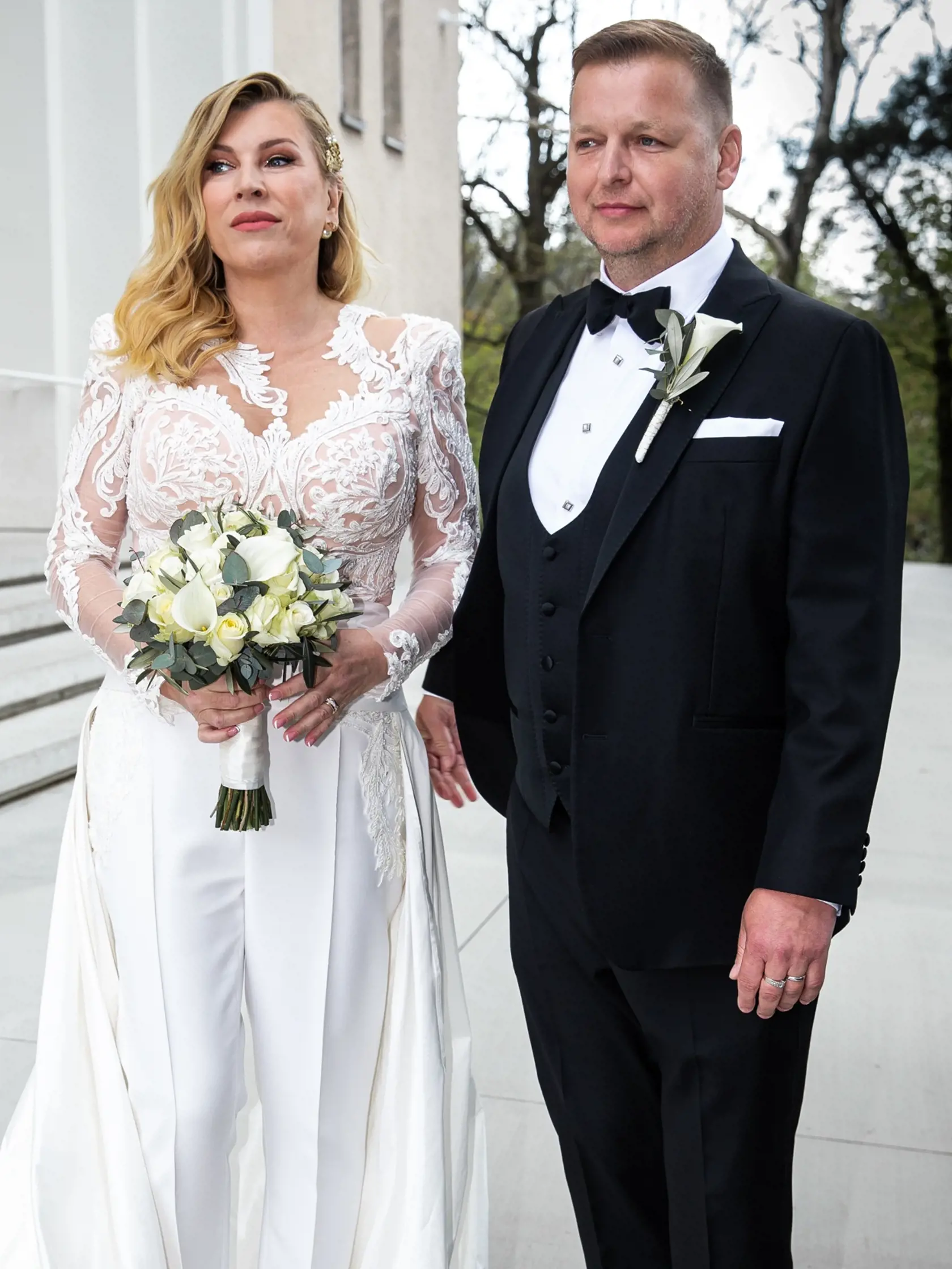 Svadba Gabriely Drobovej a Karola Rumana v Bratislave. Na snímke Gabriela Drobová a Karol Ruman.