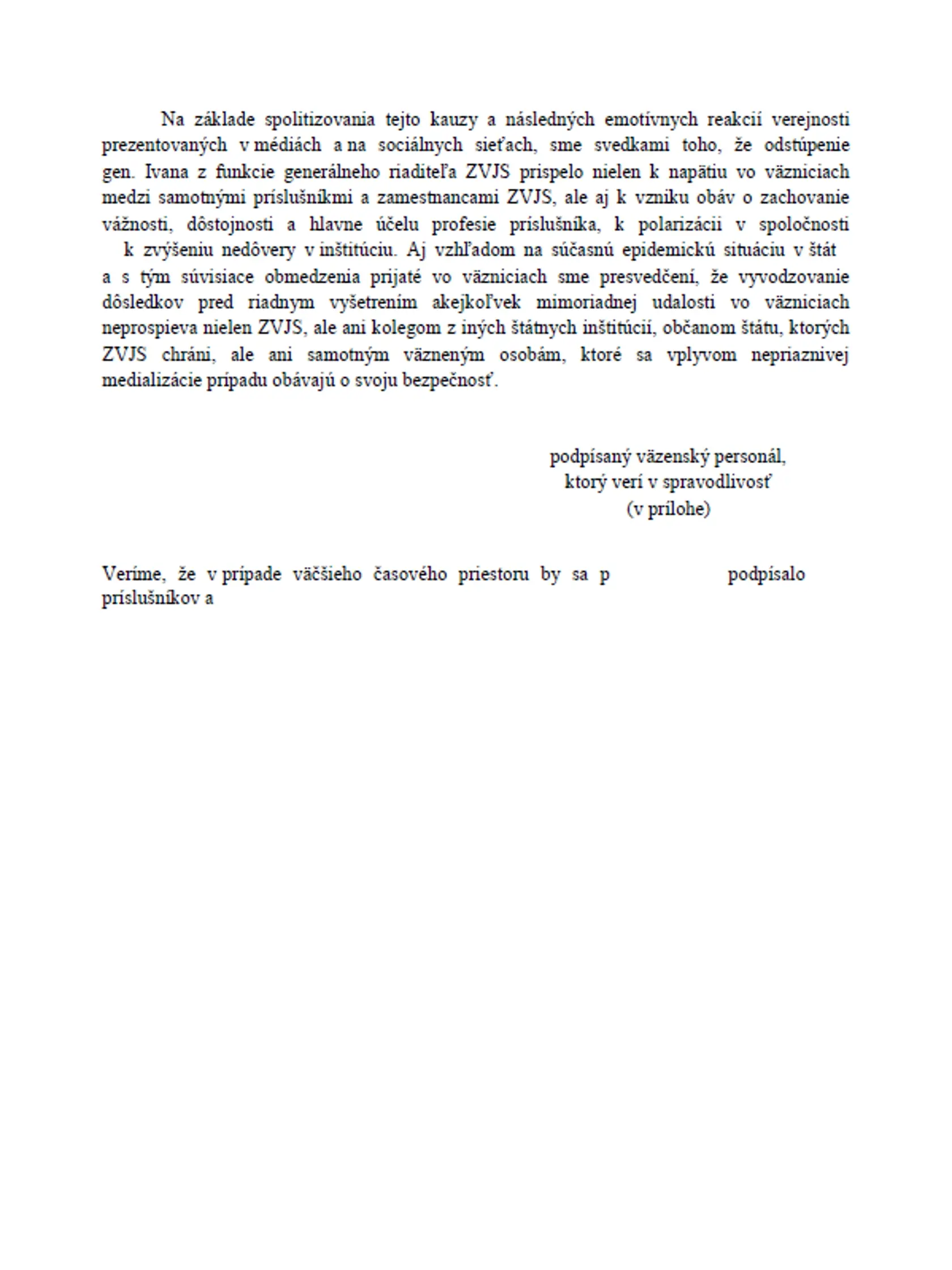 Pracovníci ZVJS napísali otvorený lis ohľadom prípadu smrti Lučanského.
