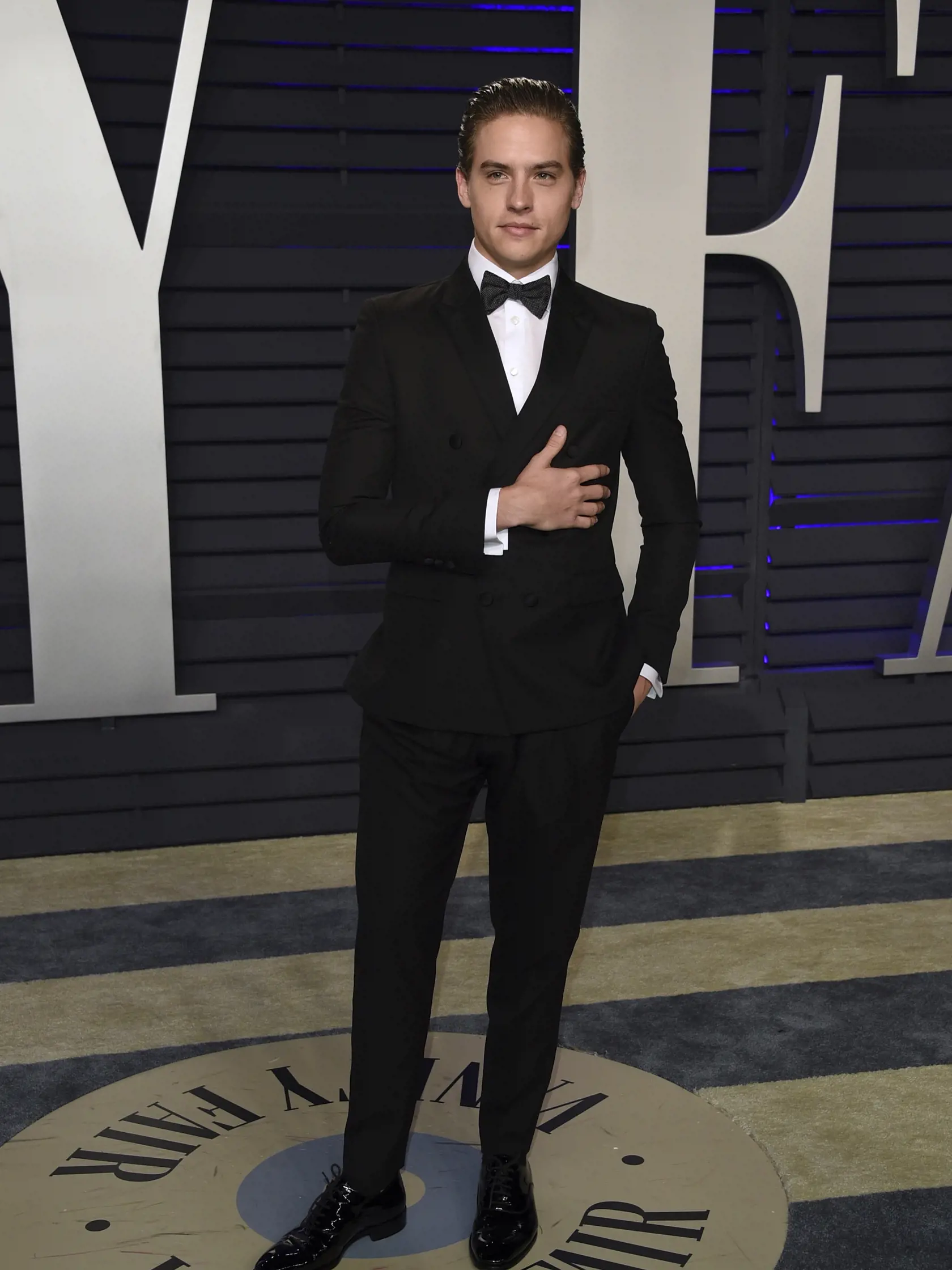 Dylan Sprouse arrives at the Vanity Fair Oscar Party on Sunday, Feb. 24, 2019, in Beverly Hills, Calif. (Photo by Evan Agostini/Invision/AP)