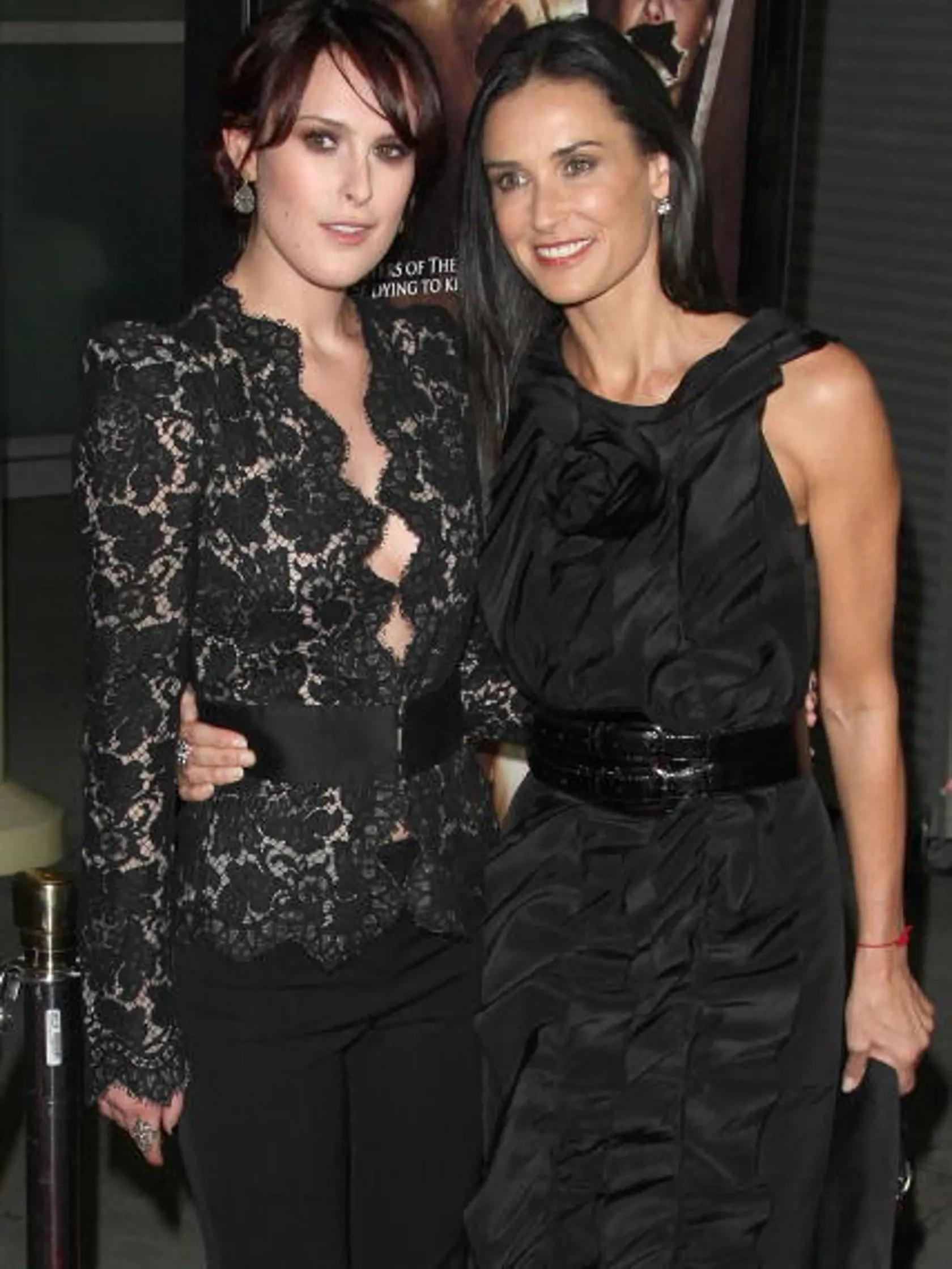 LOS ANGELES, CA - SEPTEMBER 03:  Actresses Rumer Willis and Demi Moore arrive at Summit Entertainment's Premiere of "Sorority Row" at ArcLight Hollywood on September 3, 2009 in Hollywood, California.   (Photo by Jason Merritt/Getty Images)