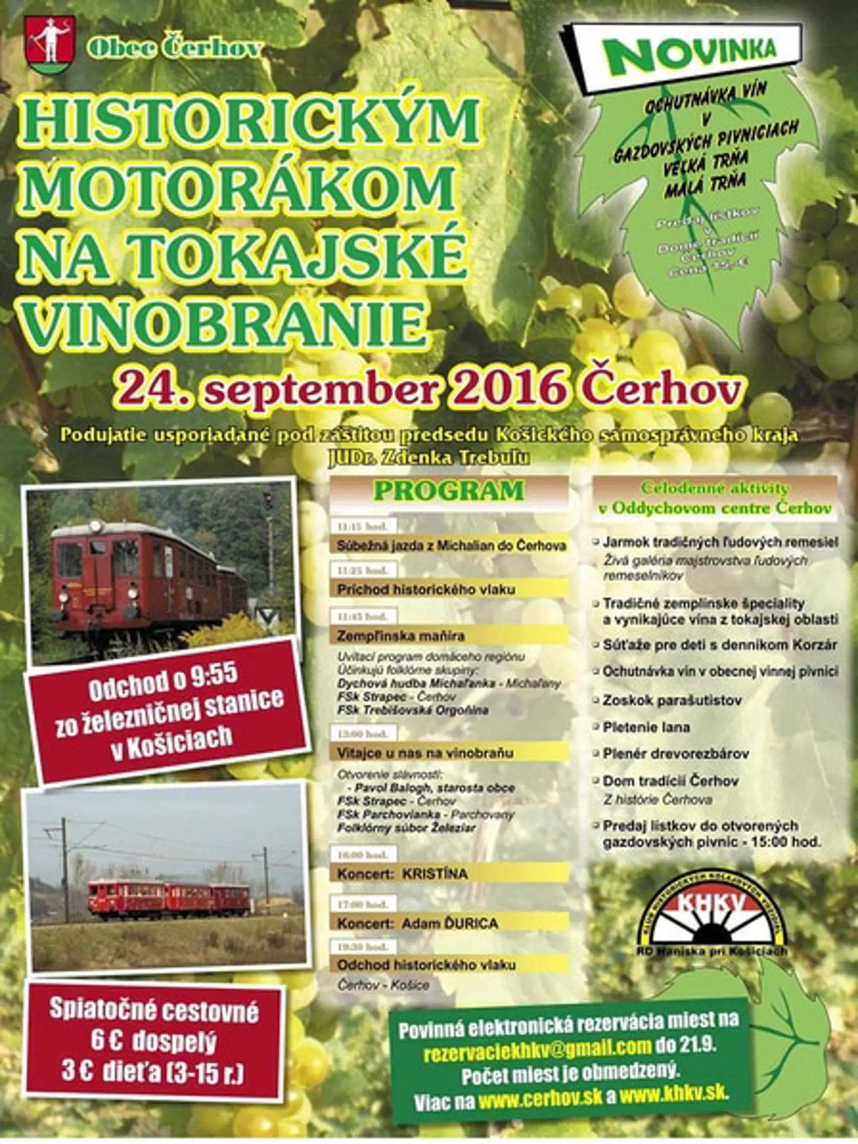 Pozvánka. Historickým vlakom na tokajské vinobranie.