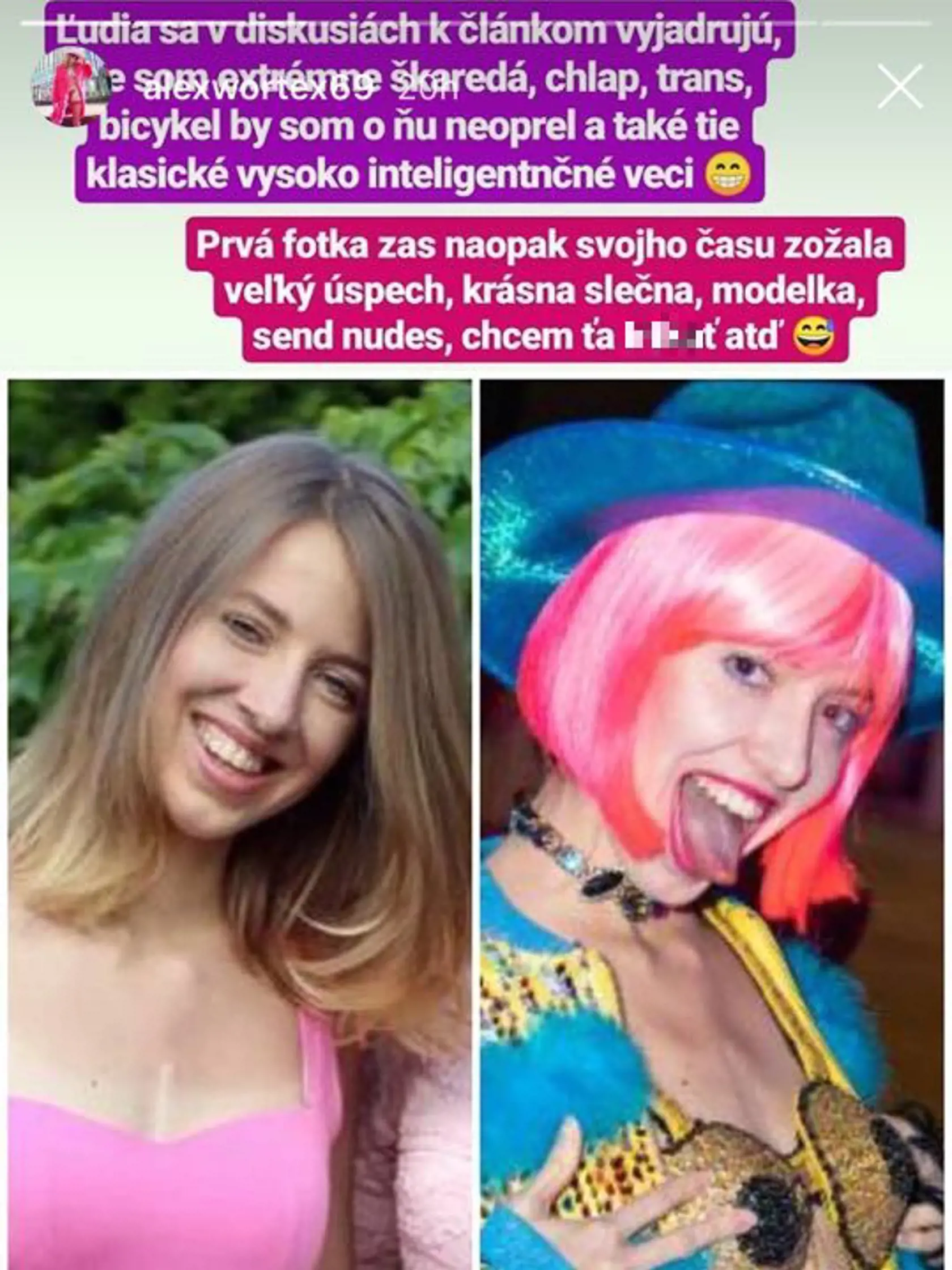 Alex sa pochválila záberom, ako kedysi vyzerala.