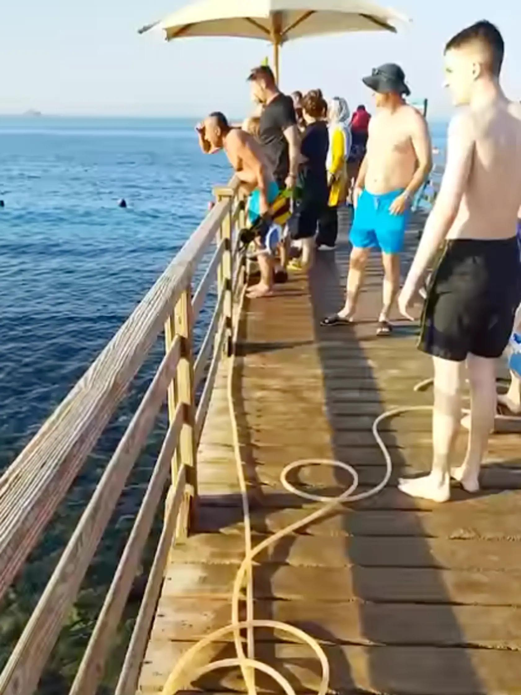 Hrôzu, ktorá sa odohrávala vo vode sledovali ľudia z móla.