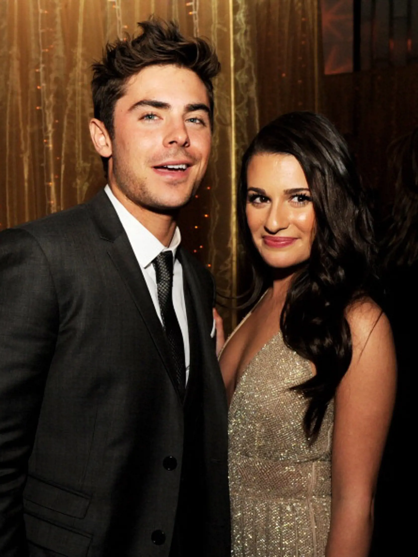LOS ANGELES, CA - DECEMBER 05:  Actors Zac Efron (L) and Lea Michele pose at the after party for the premiere of Warner Bros. Pictures' "New Year's Eve" at Hollywood and Highland on December 5, 2011 in Los Angeles, California.  (Photo by Kevin Winter/Getty Images)