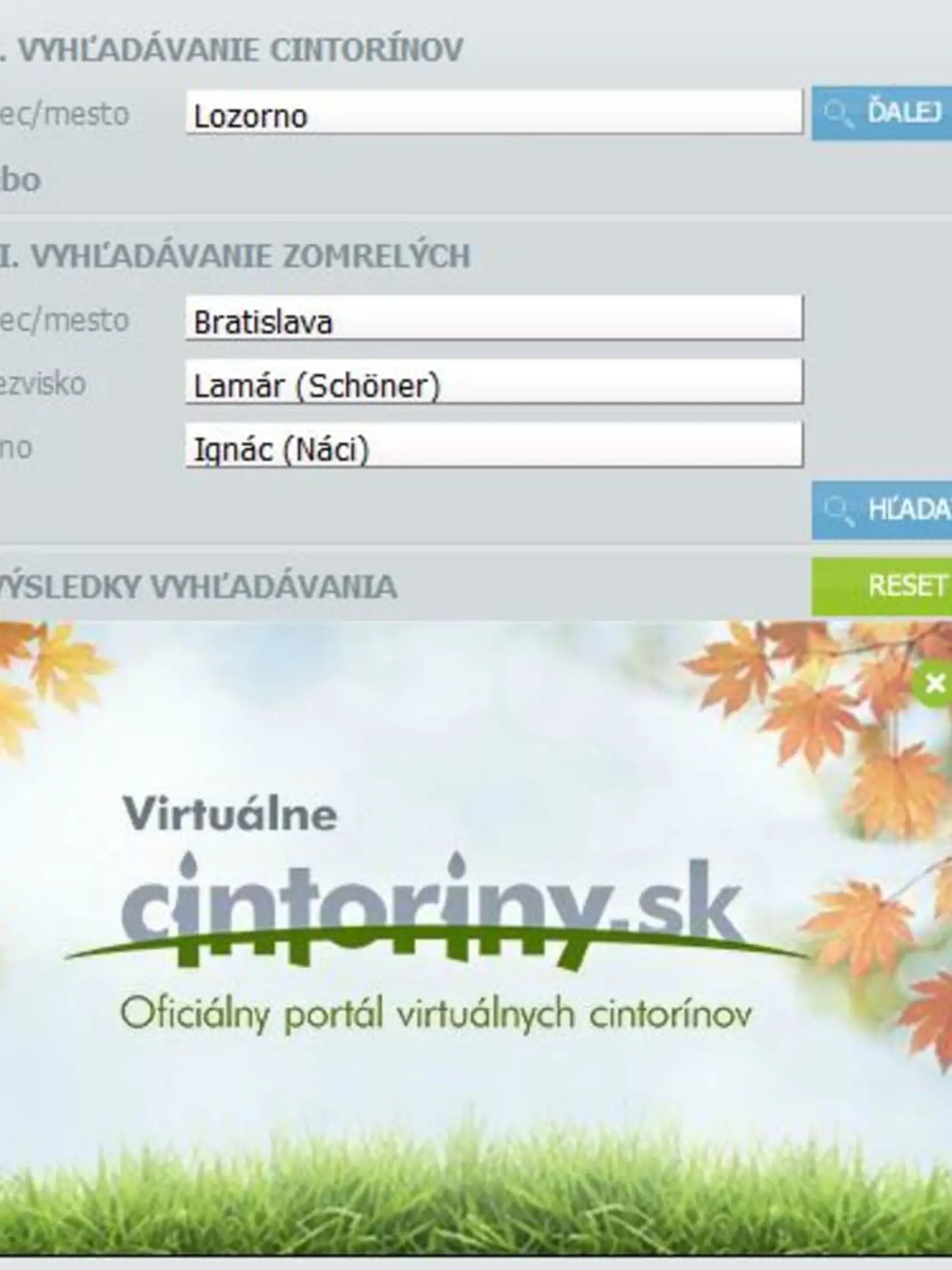 Stránka Virtuálne cintoríny zhromažďuje dáta zo stoviek cintorínov z celého Slovenska. Ilustračné foto