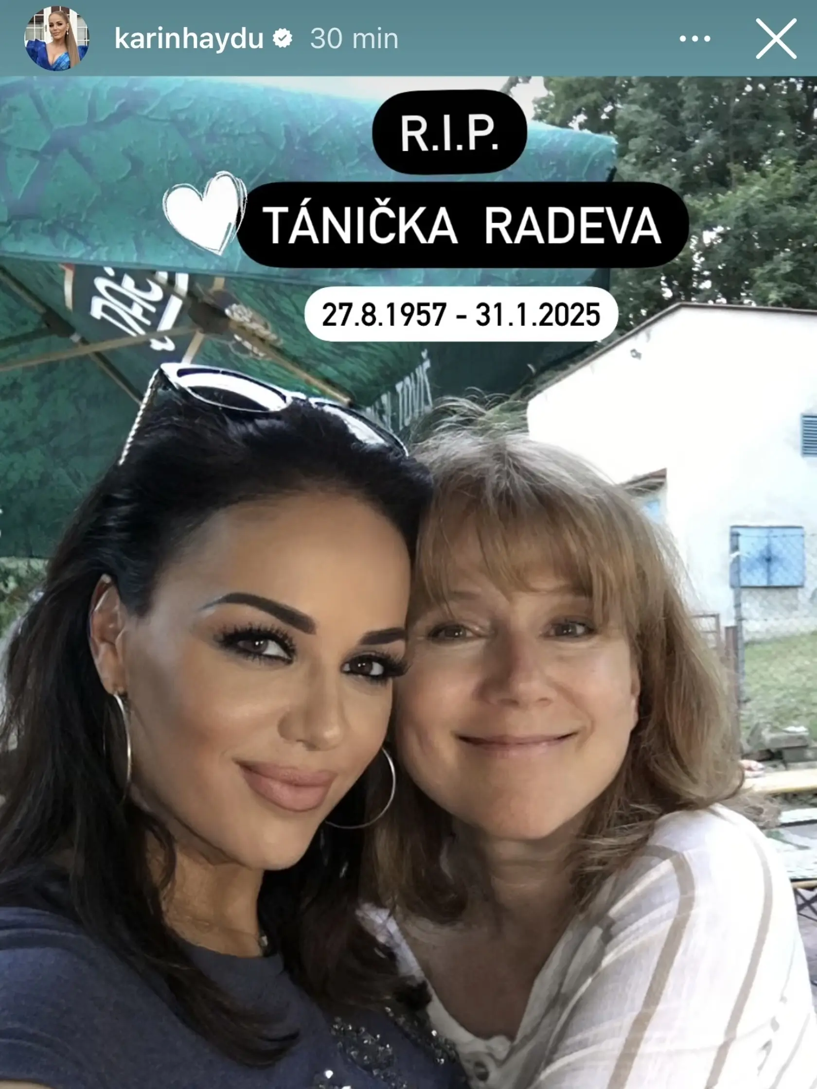 Karin Haydu zverejnila fotku so zosnulou Táňou Radevou.
