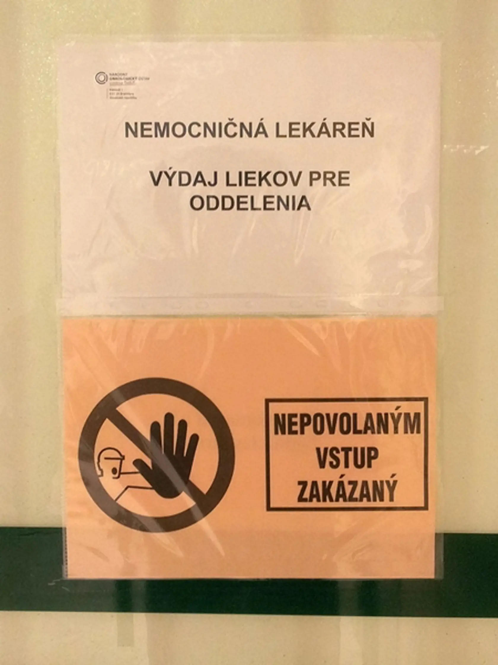 Oznam na výdajni liekov.