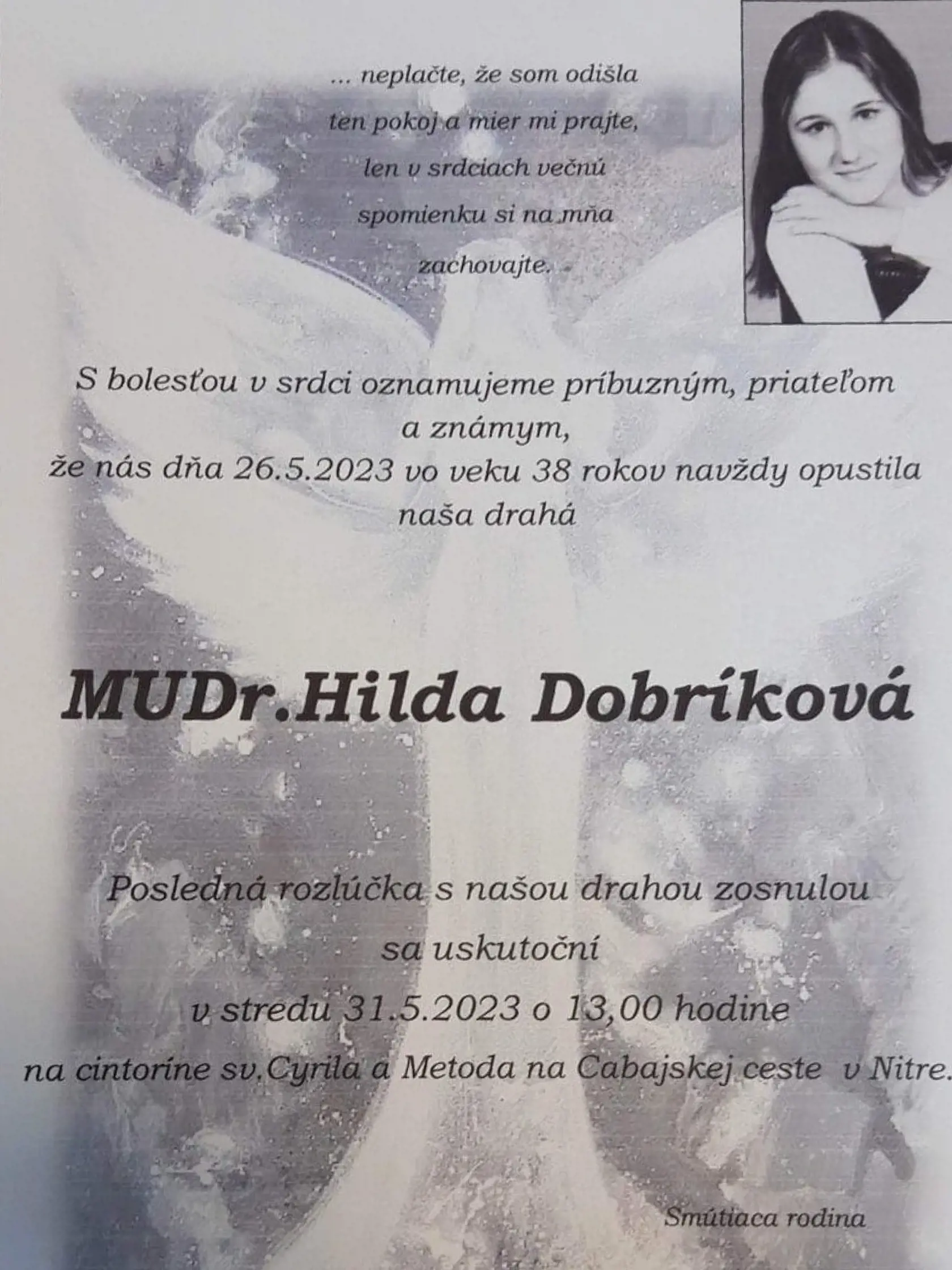 Smútočný oznam.