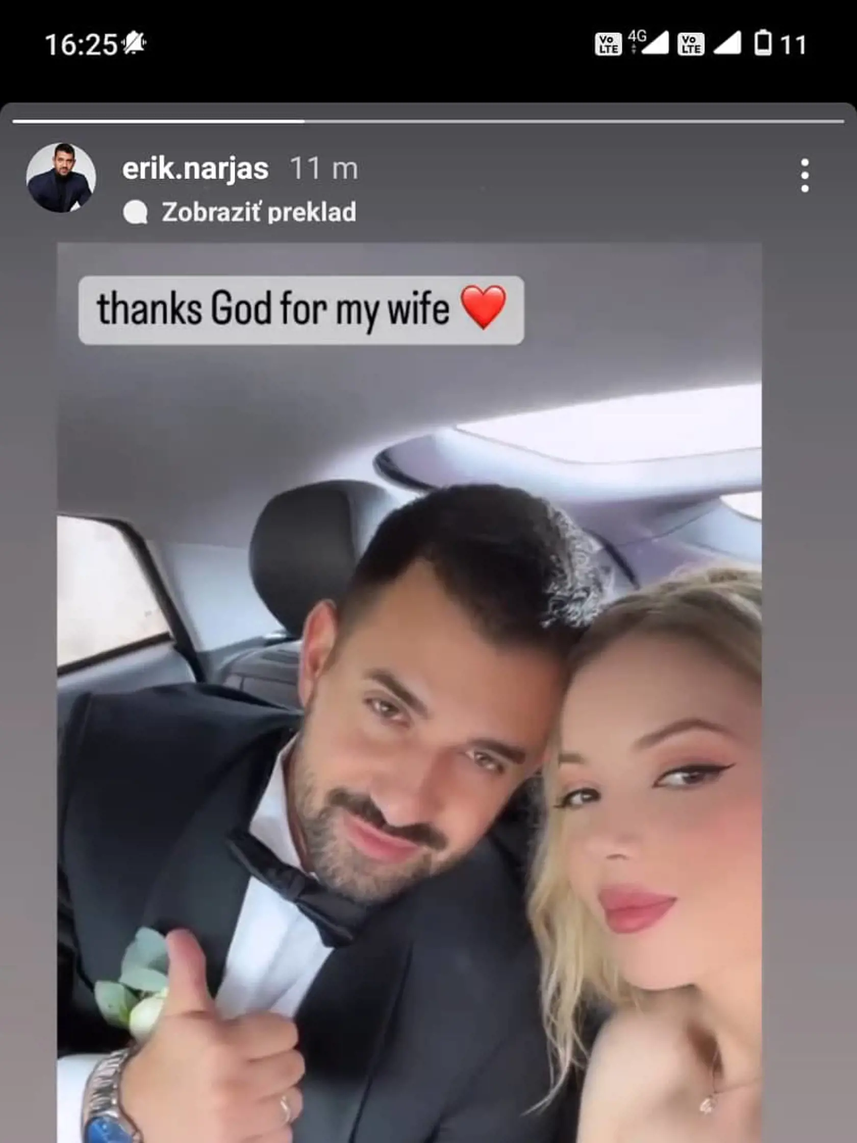 Poslanec Národnej rady za hnutie OĽaNO Erik Ňarjaš sa oženil. Oznámil to na sociálnej sieti a fanúšikom ukázal aj krásnu nevestu