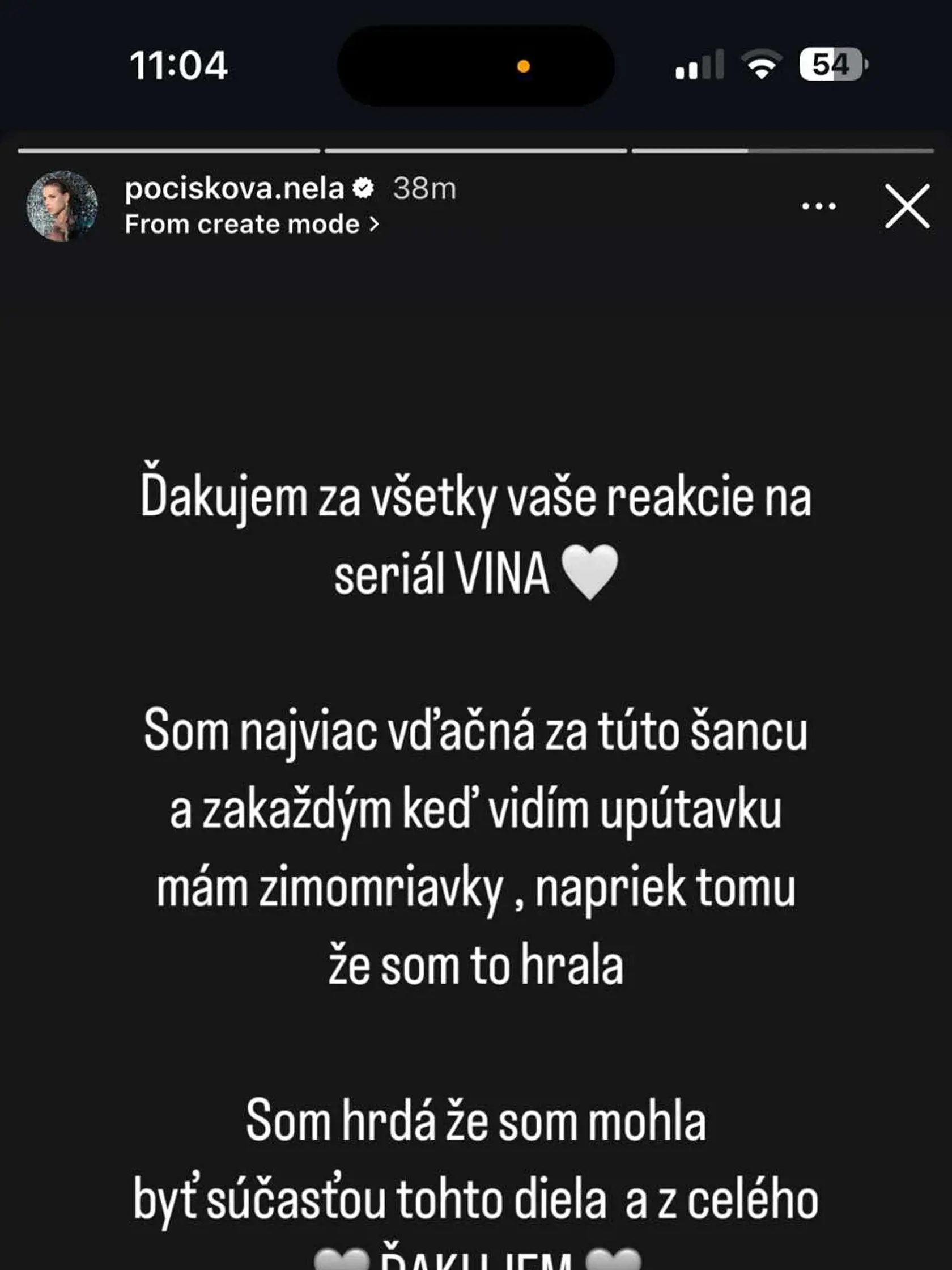 Nela Pocisková reaguje na chválu.