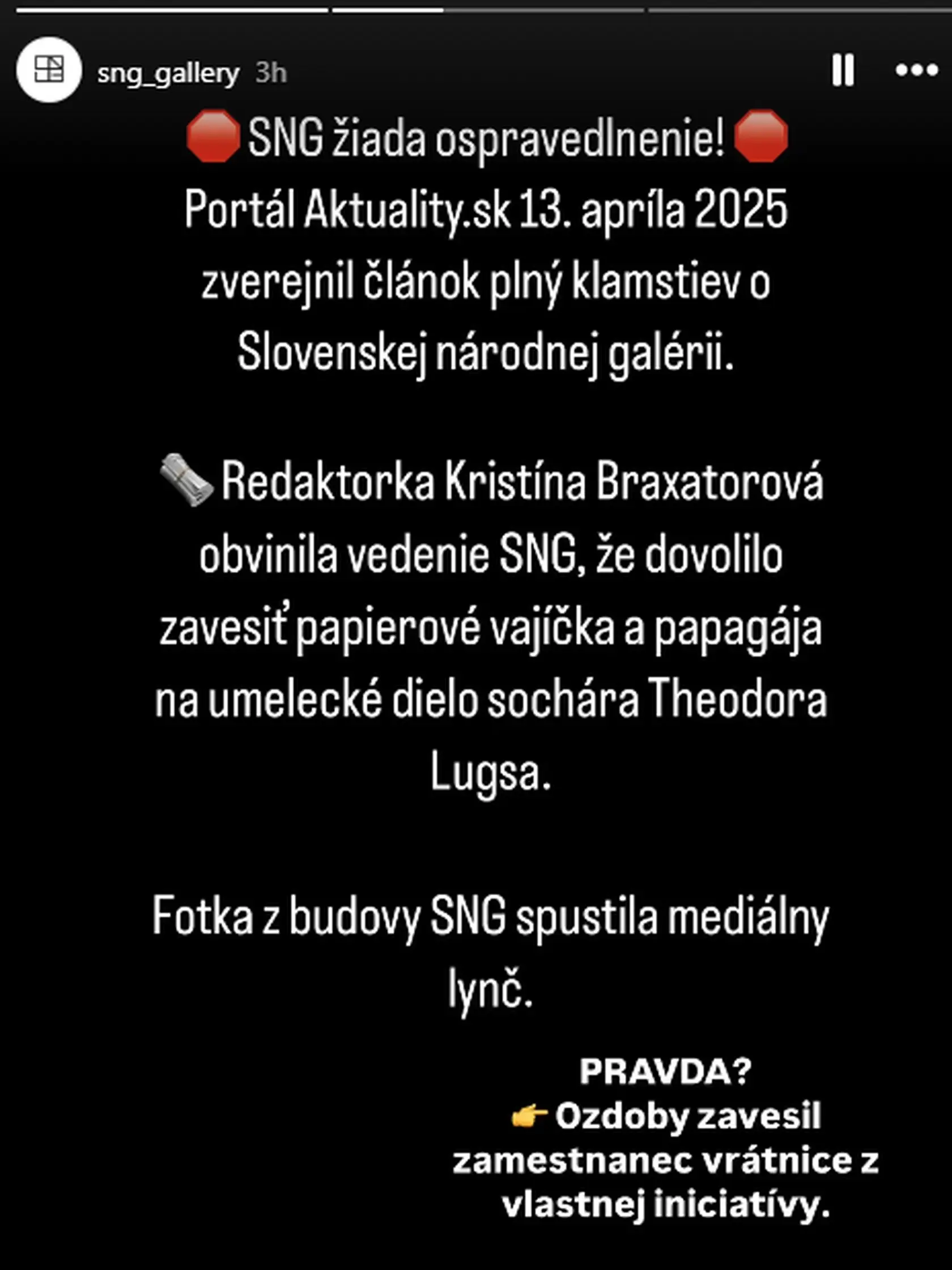 SNG reaguje na informácie ohľadne ich „veľkonočnej“ výzdoby