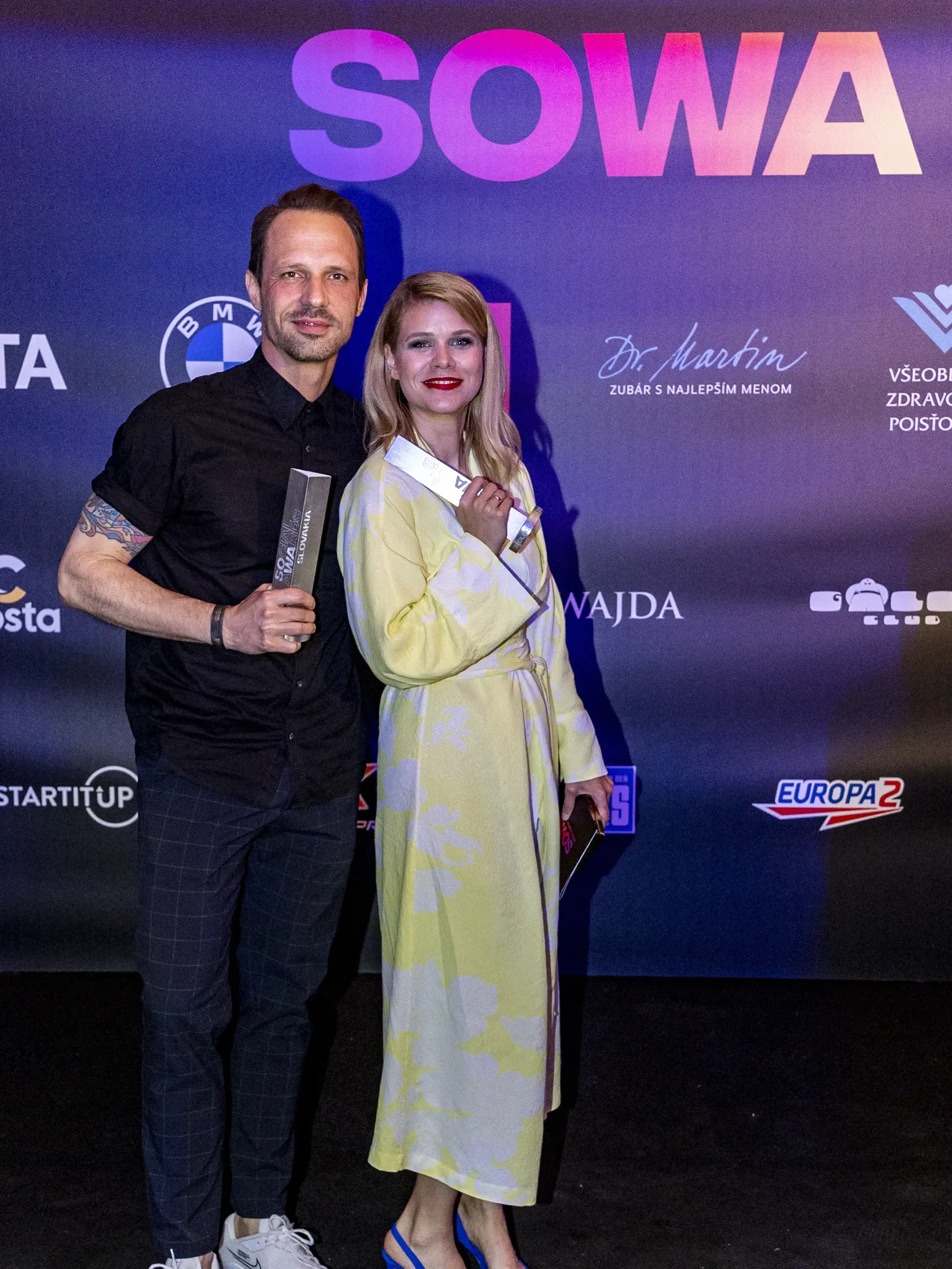 Na snímke je afterparty galavečera Social Awards Slovakia "SOWA" v Bratislave. Pyco a Zuzana Kovačič Hanzelová.
