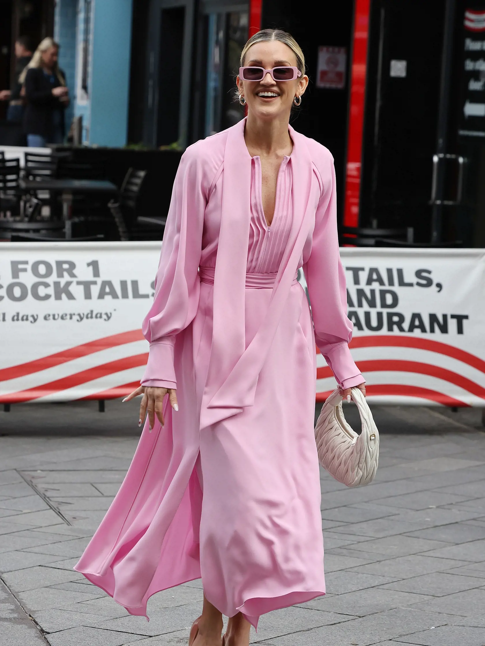 LONDON, ENGLAND - MARCH 15: Ashley Roberts leaving Heart Breakfast Radio Studios on March 15, 2024 in London, England. (Photo by Neil Mockford/GC Images)