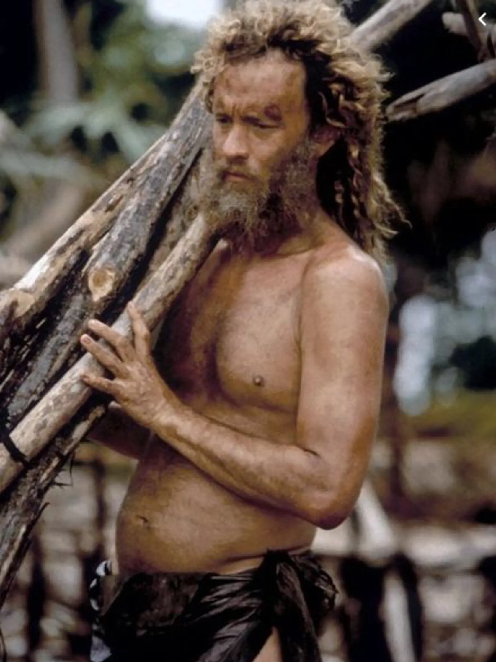 Tom Hanks vo filme Stroskotanec (r. 2000).
