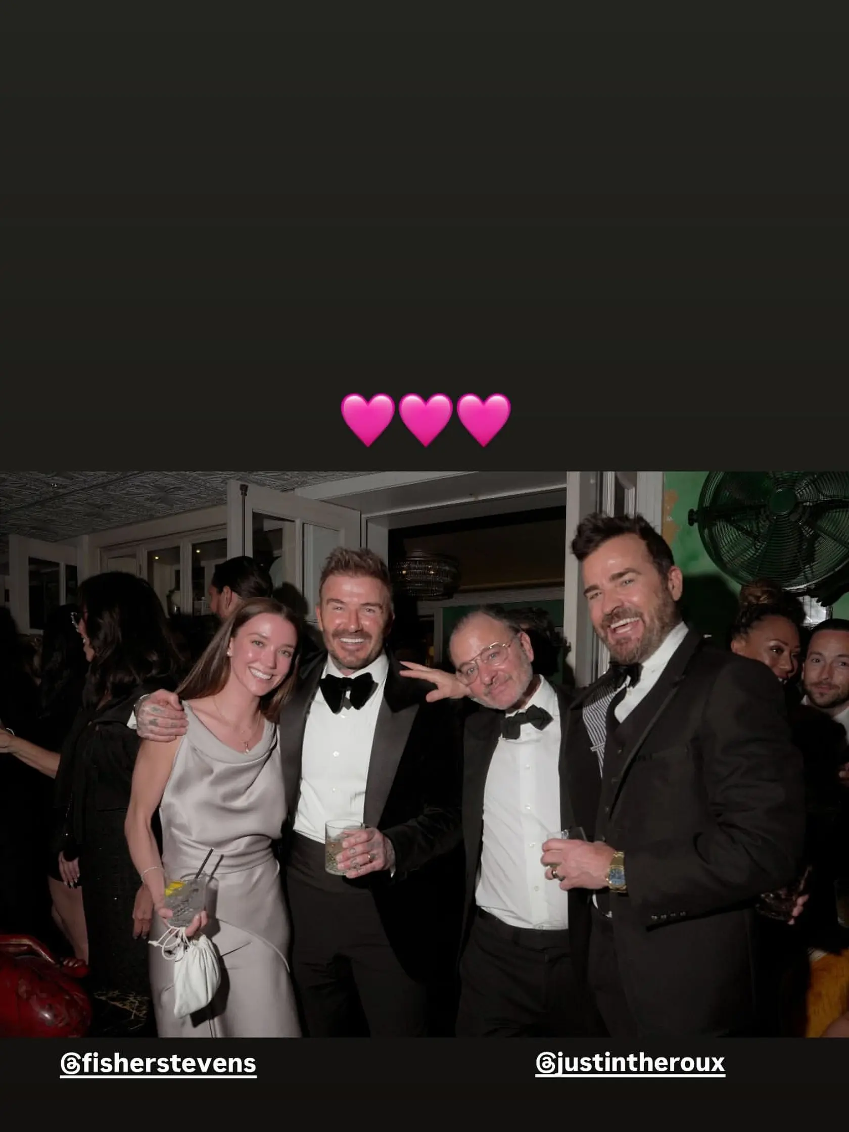 David Beckham predčasne začal s oslavami 50-ky v Miami. Hollywood mal zastúpenie v podaní hercov Justina Therouxa s manželkou a Fishera Stevensa.