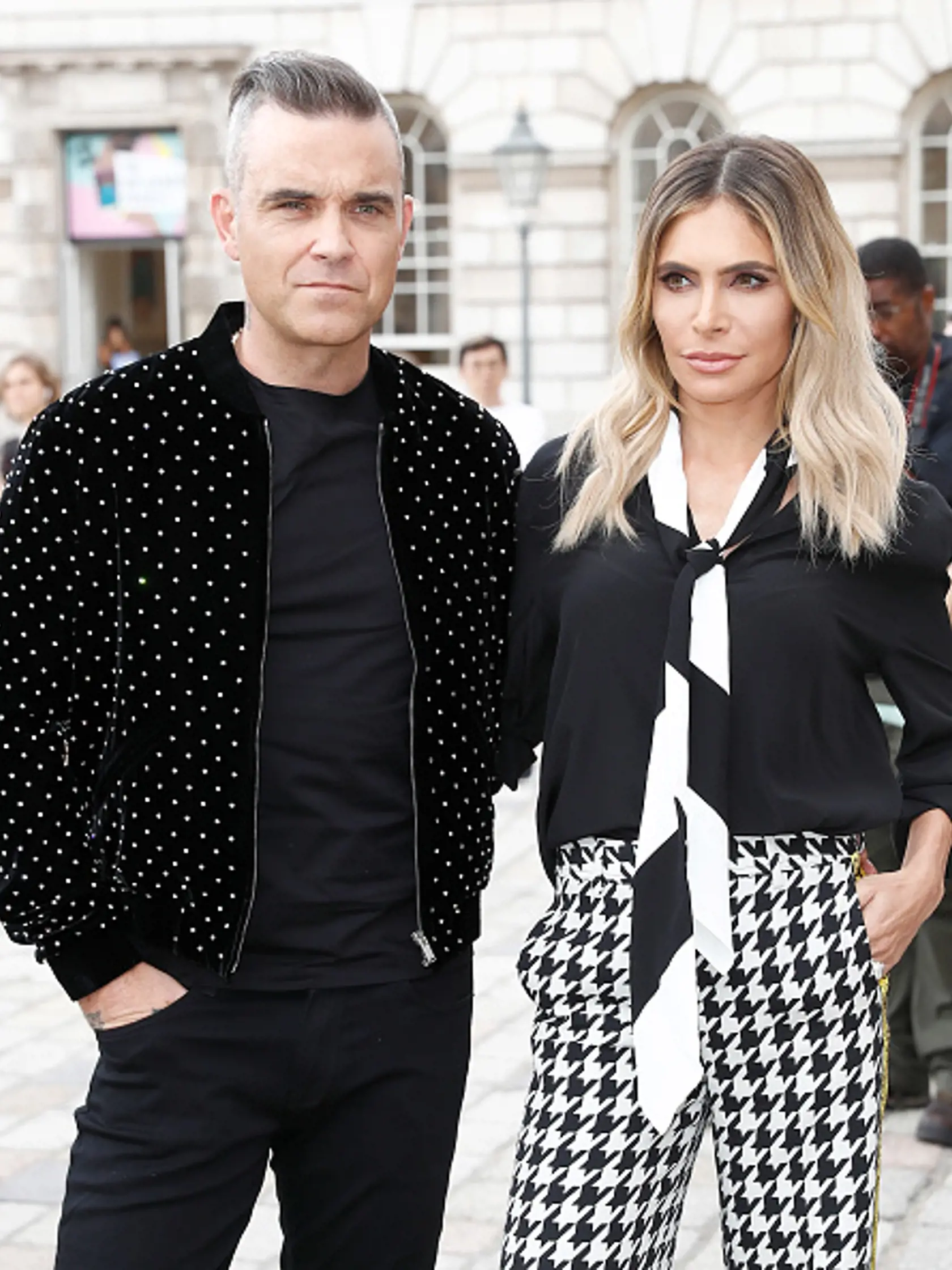 LONDON, ENGLAND - JULY 17:  Robbie Williams and Ayda Field attend The X Factor 2018 launch at Somerset House on July 17, 2018 in London, England.  (Photo by John Phillips/Getty Images)