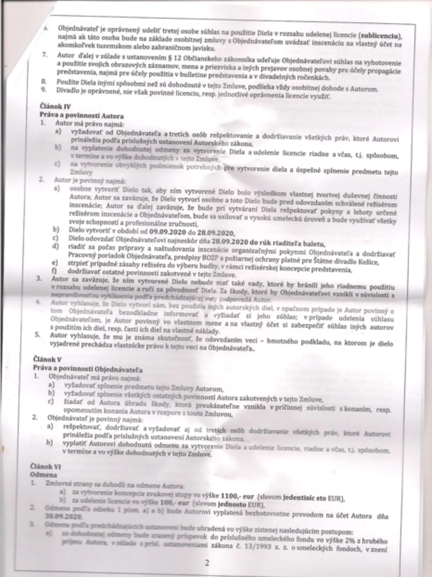 Zmluva medzi ŠD a dodávateľom prác.